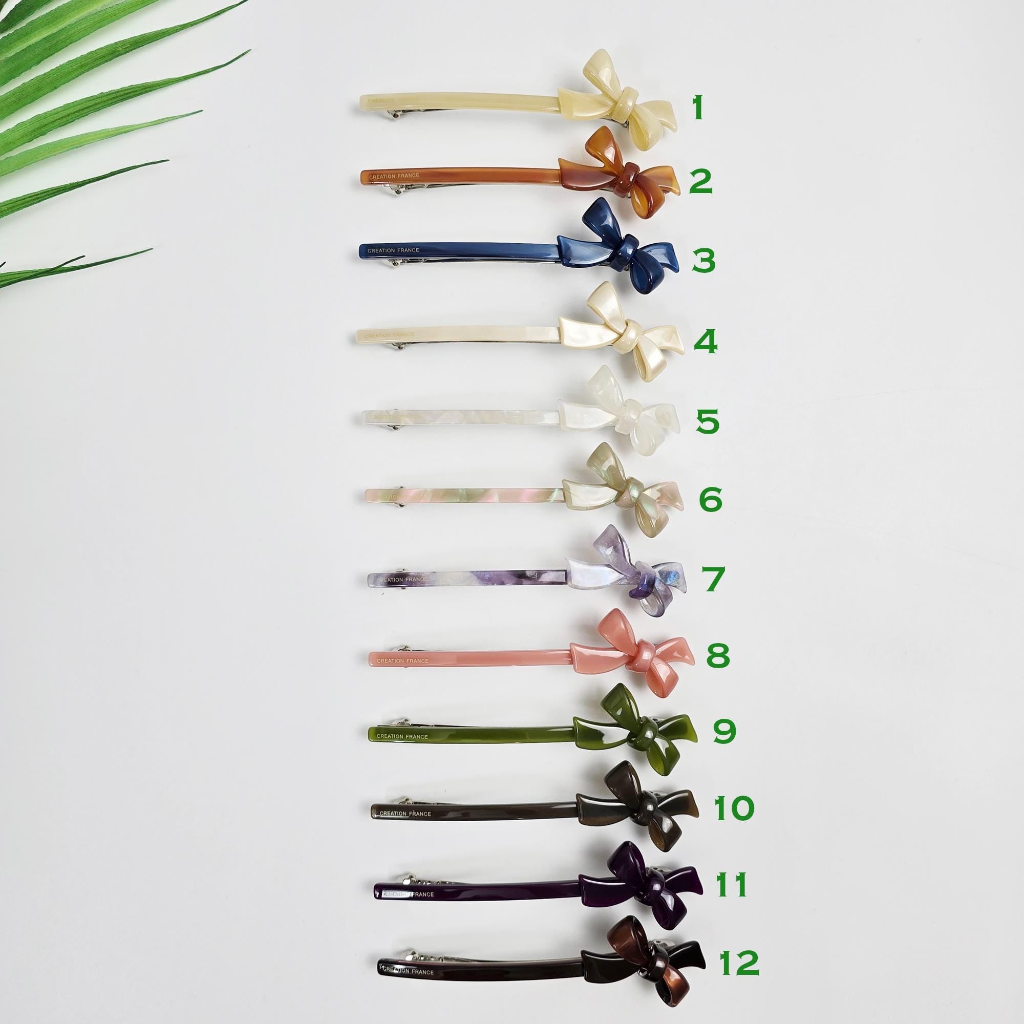 Mini Double Ribbon Slim Hair Clip (4.3 Inch) / Elegance French Hair Pin / Automatic Hair Clip