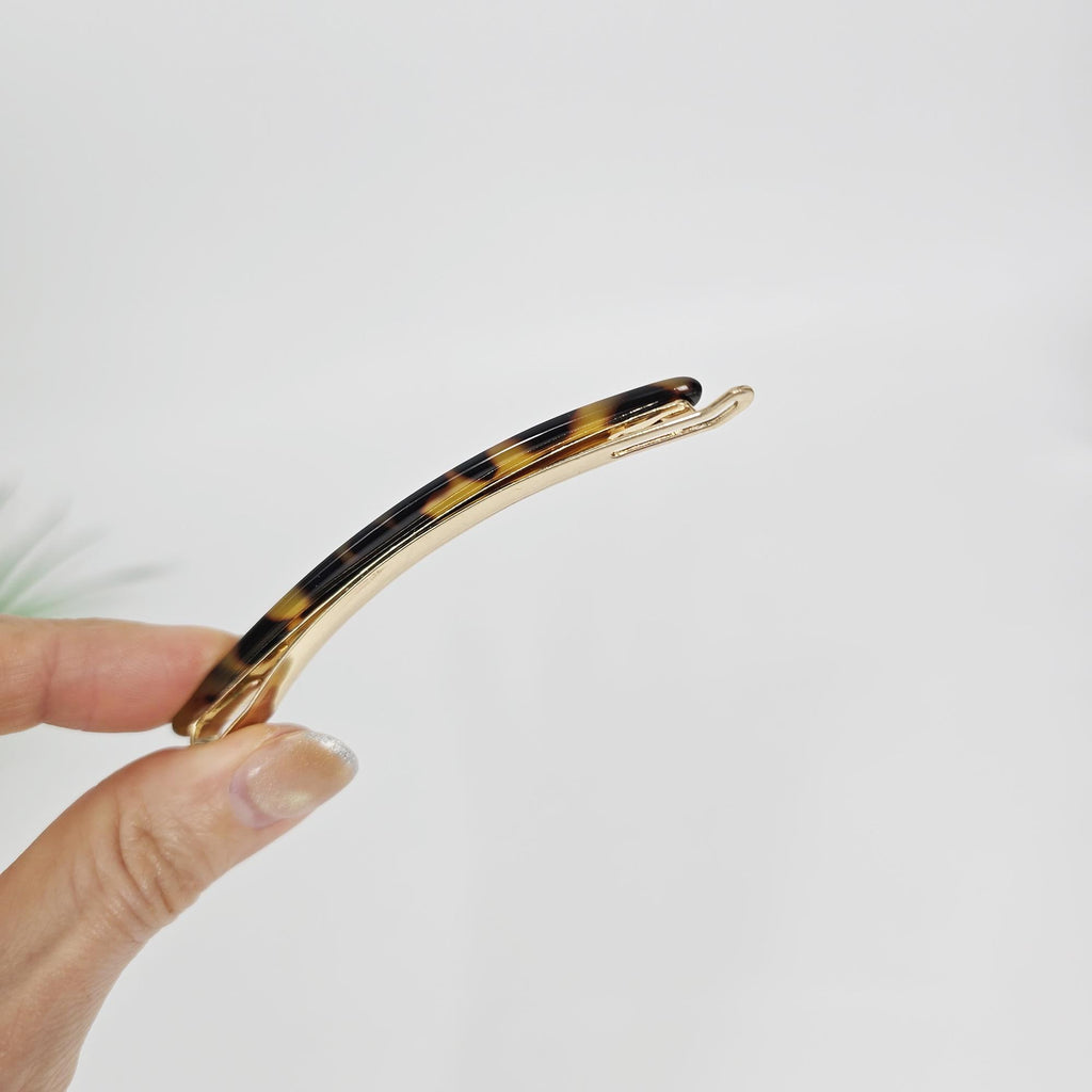 Luxurious Oval Hair Stick Hair Claw Clip (3.7 Inch) / Tortoise Shell French Hair Pin / Hair Accessory for Woman / Snap Clip for Thin Hair