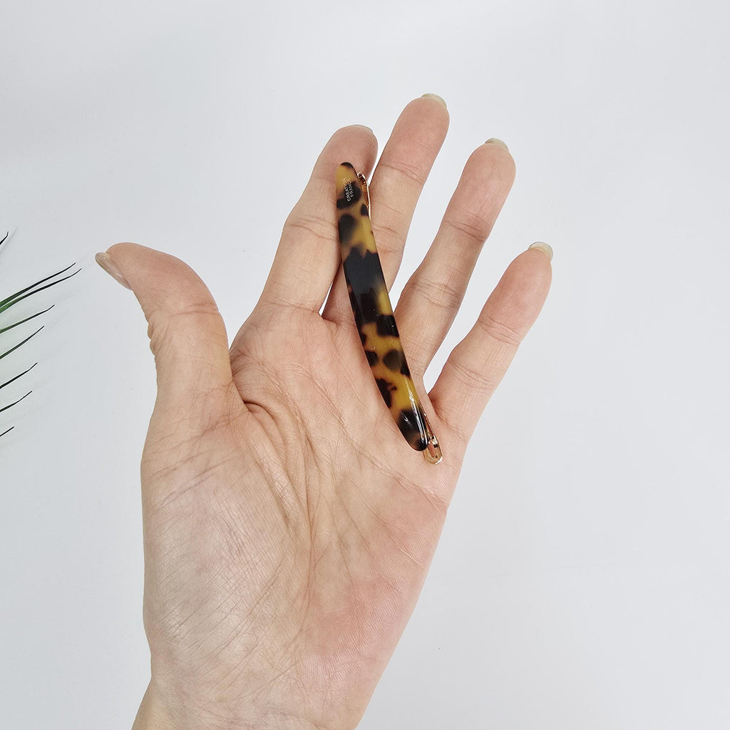Luxurious Oval Hair Stick Hair Claw Clip (3.7 Inch) / Tortoise Shell French Hair Pin / Hair Accessory for Woman / Snap Clip for Thin Hair