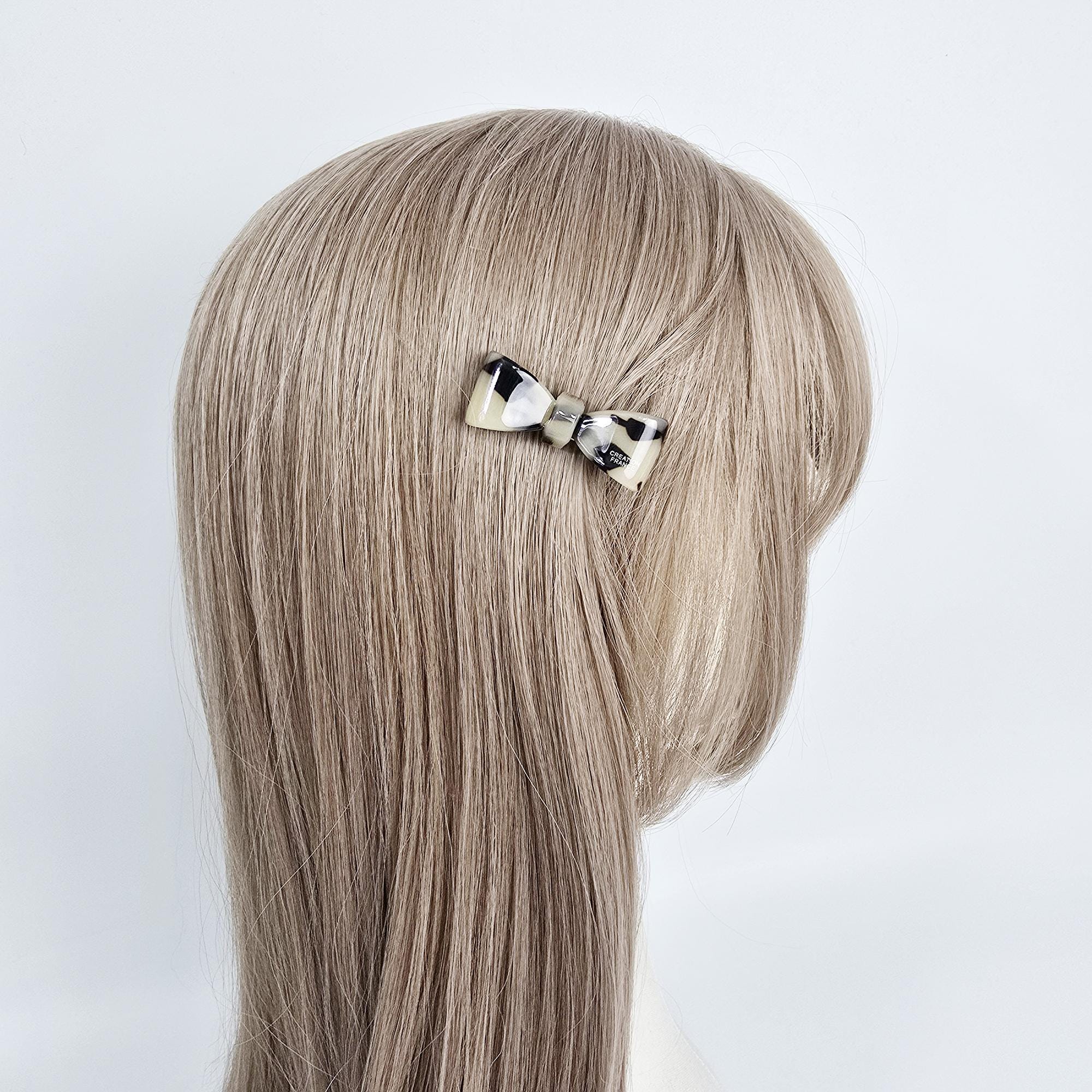 Mini Ribbon Hair Claw Clip (1.8 Inch) / Tortoise Shell Frech Pin / Alligator Hair Clip for Woman