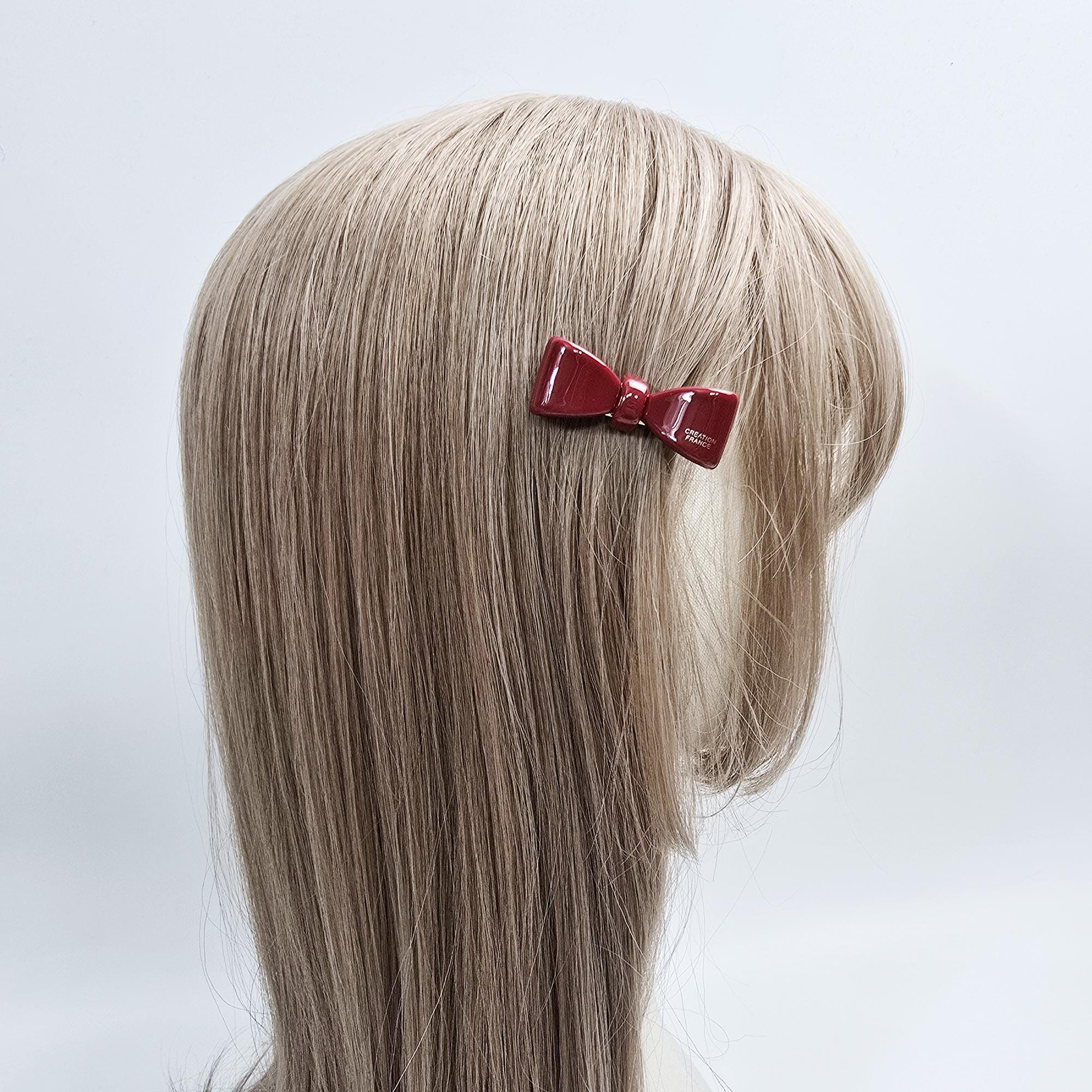 Mini Ribbon Hair Claw Clip (1.8 Inch) / Tortoise Shell Frech Pin / Alligator Hair Clip for Woman