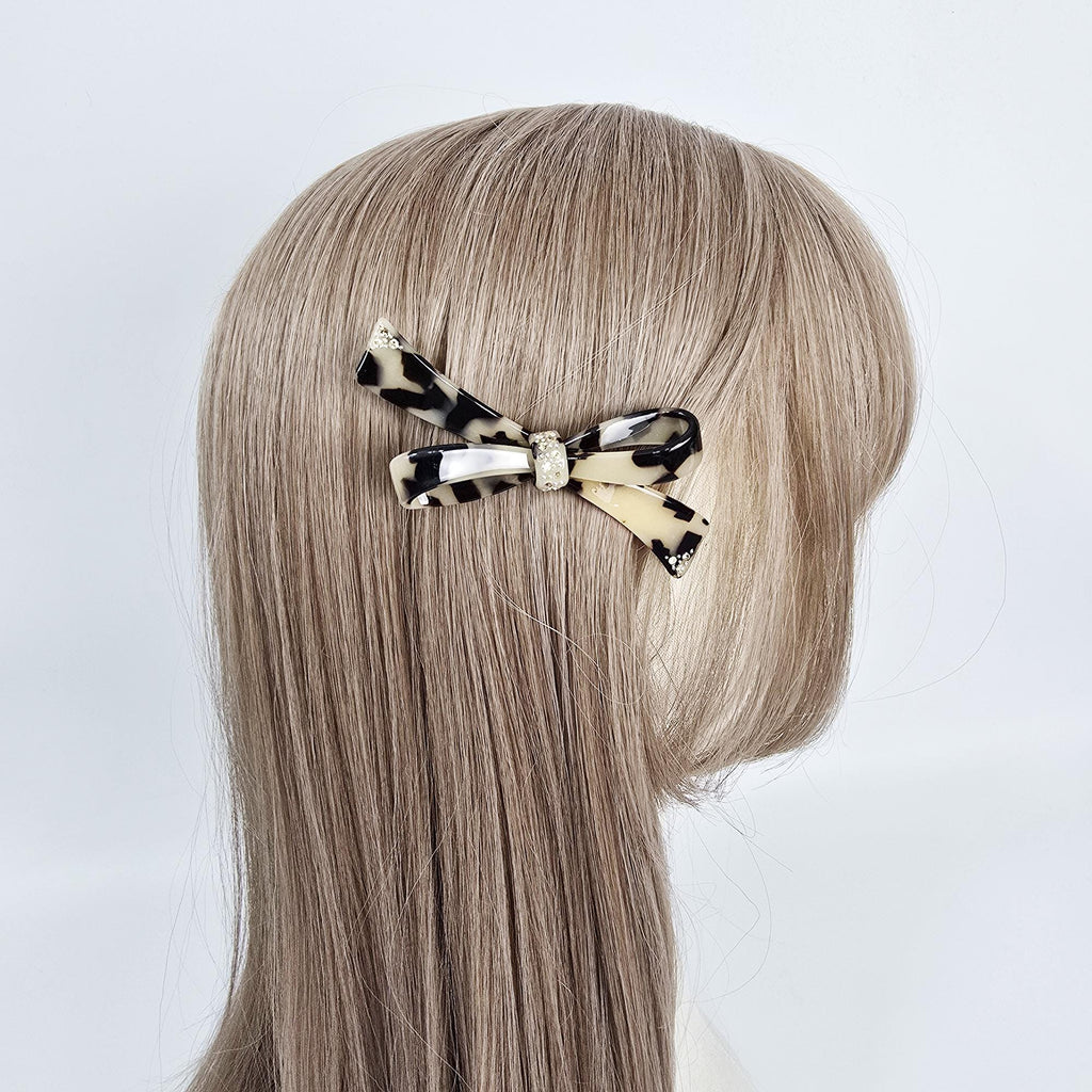 Luxurious Sparkle Ribbon Barrette (3.7 Inch) / Elegance French Hair Pin / Automatic Hair Clip