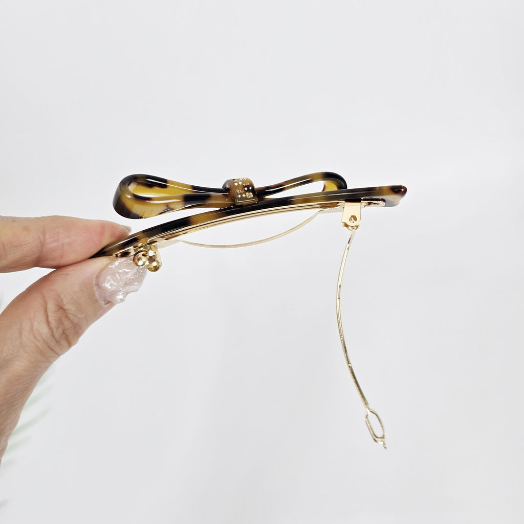 Luxurious Sparkle Ribbon Barrette (3.7 Inch) / Elegance French Hair Pin / Automatic Hair Clip