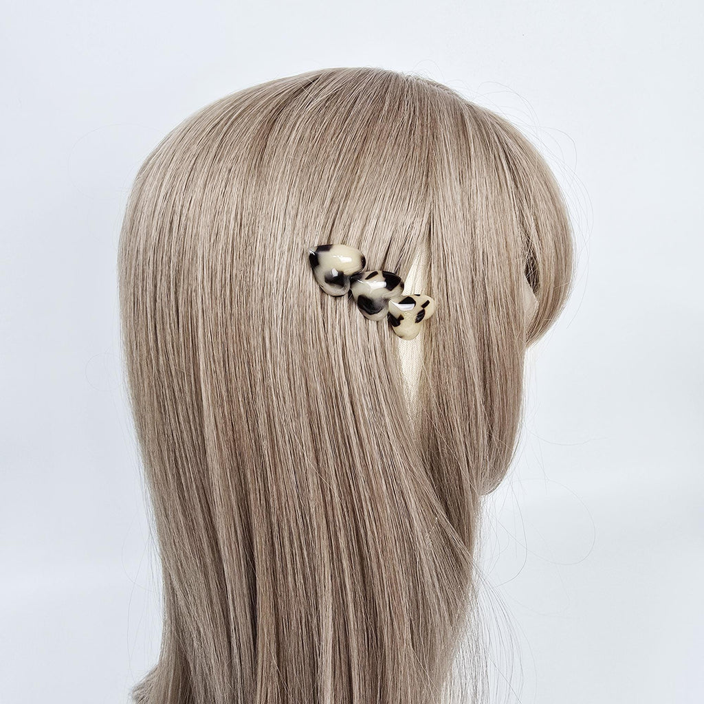 Leopard Heart Mini Hair Comb Pin (2.2 Inch) / Simple French Hair Pin / Hair Fork for Woman