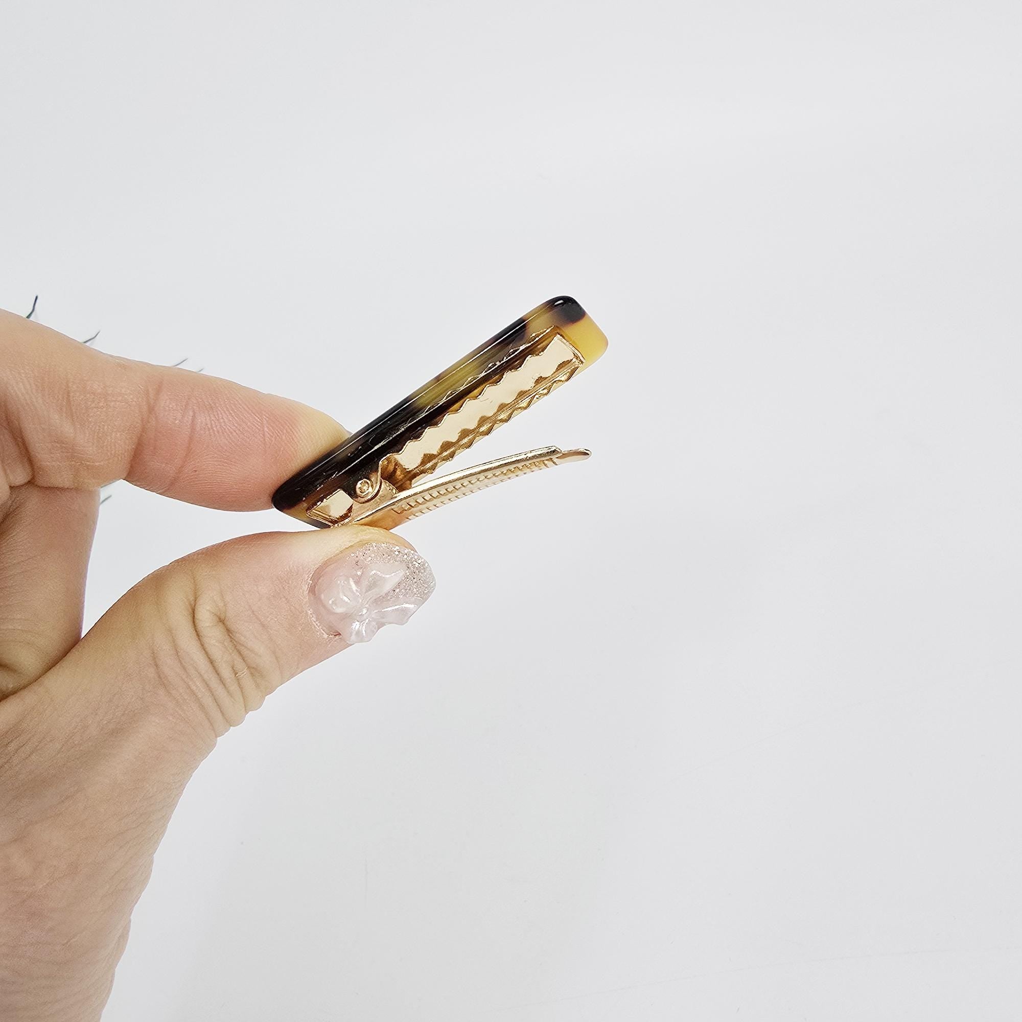 Rounded Straight Mini Hair Claw Clip (1.9 Inch) / Tortoise Shell Frech Pin / Alligator Hair Clip for Woman