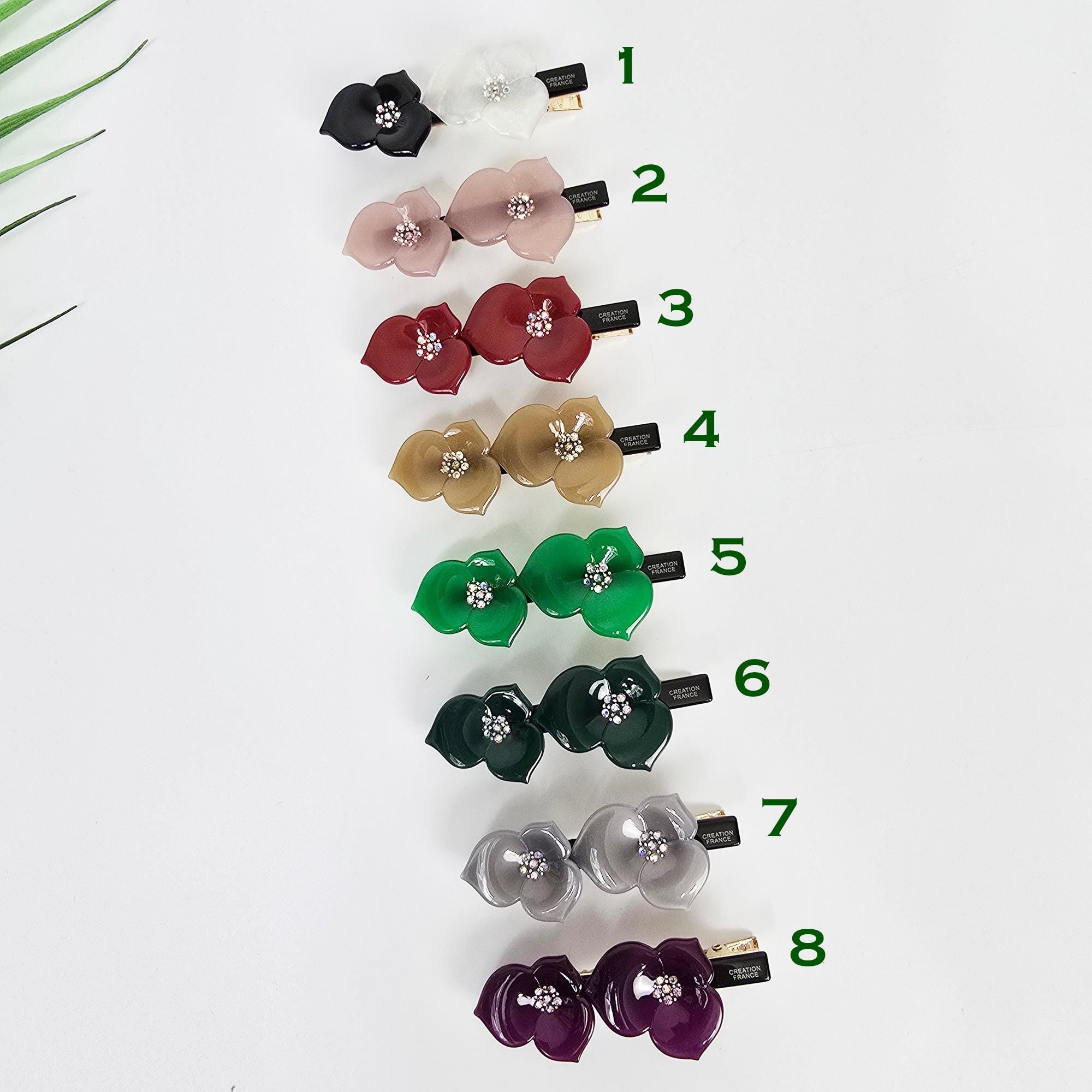 Cubic Stone Blossom Mini Hair Claw Clip (2.8 Inch) / Tortoise Shell Frech Pin / Alligator Hair Clip for Woman