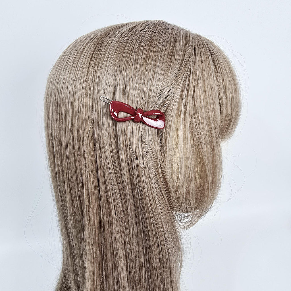 Cute Mini Ribbon Bobby Pin (2.0 Inch) / Tortoise Shell French Hair Pin Clip / Bow Barrette