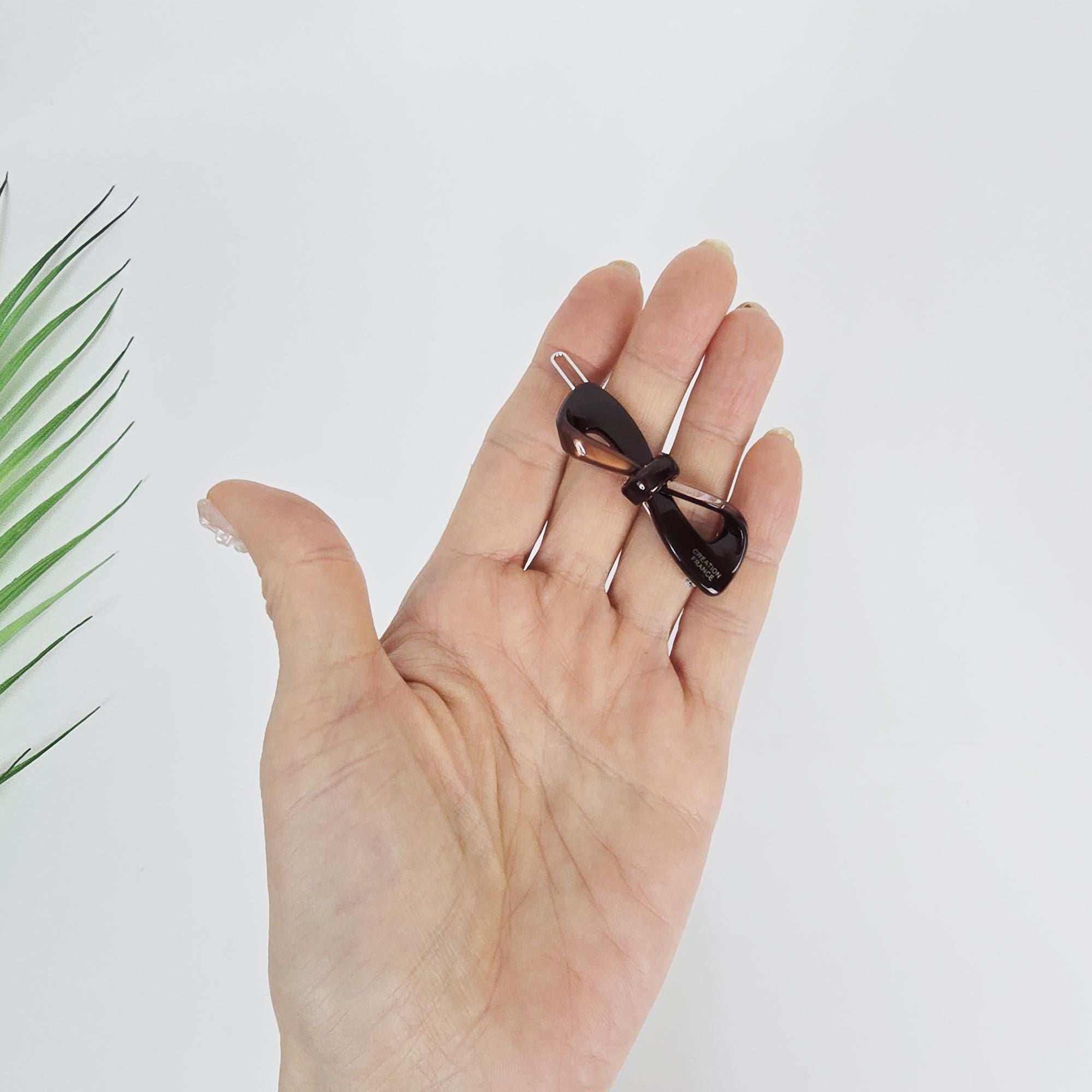 Cute Mini Ribbon Bobby Pin (2.0 Inch) / Tortoise Shell French Hair Pin Clip / Bow Barrette