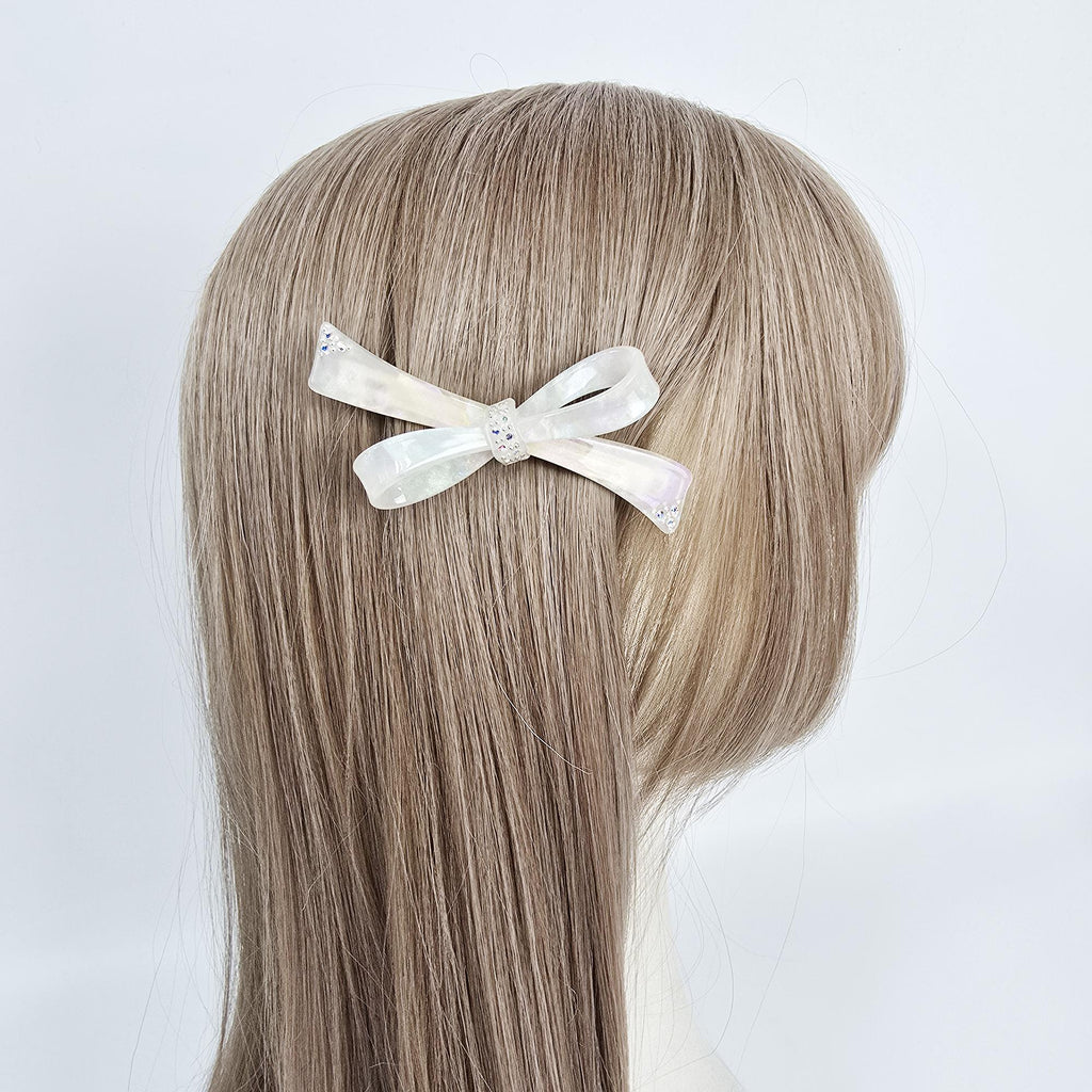 Luxurious Sparkle Ribbon Barrette (3.7 Inch) / Elegance French Hair Pin / Automatic Hair Clip