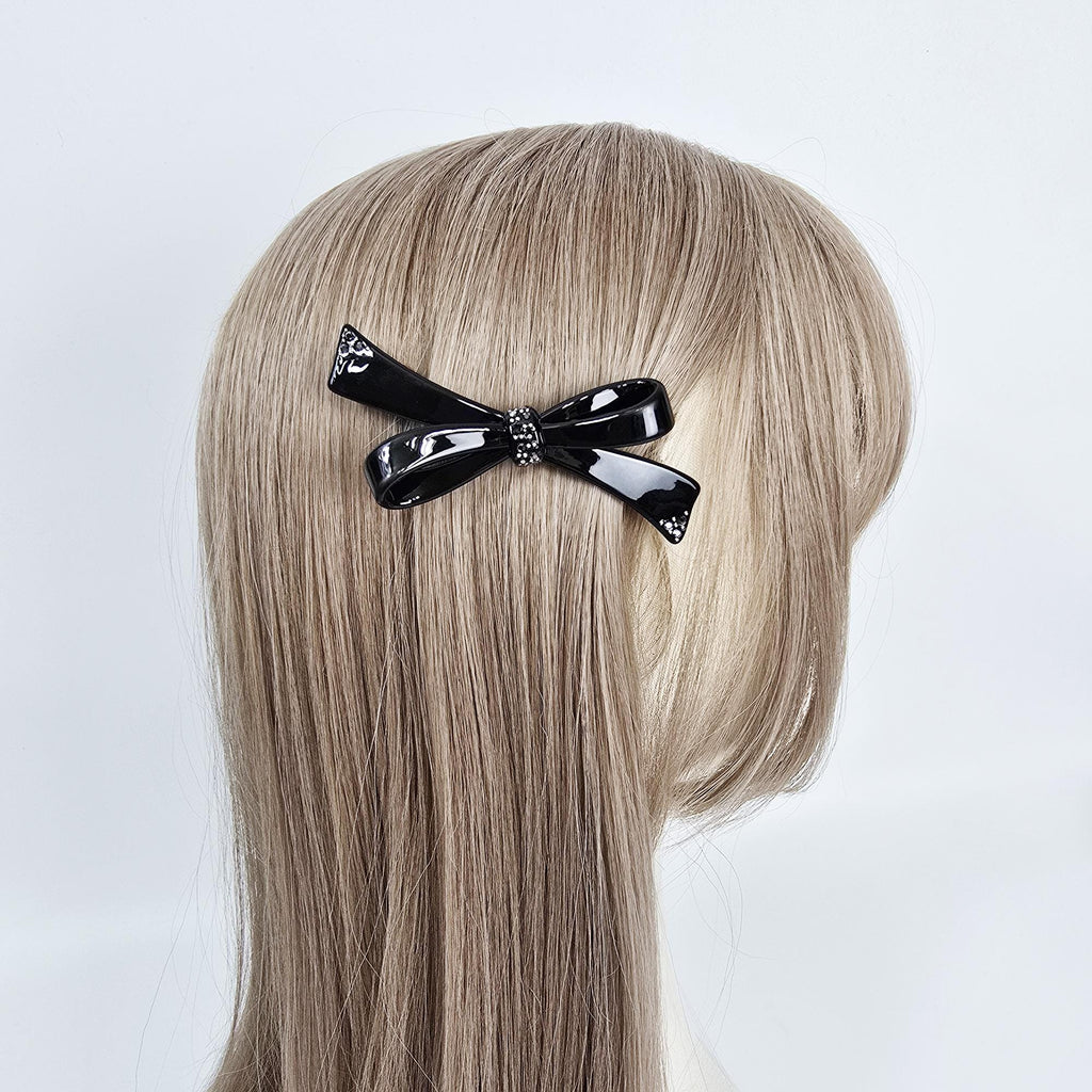Luxurious Sparkle Ribbon Barrette (3.7 Inch) / Elegance French Hair Pin / Automatic Hair Clip