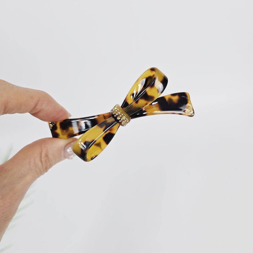 Luxurious Sparkle Ribbon Barrette (3.7 Inch) / Elegance French Hair Pin / Automatic Hair Clip