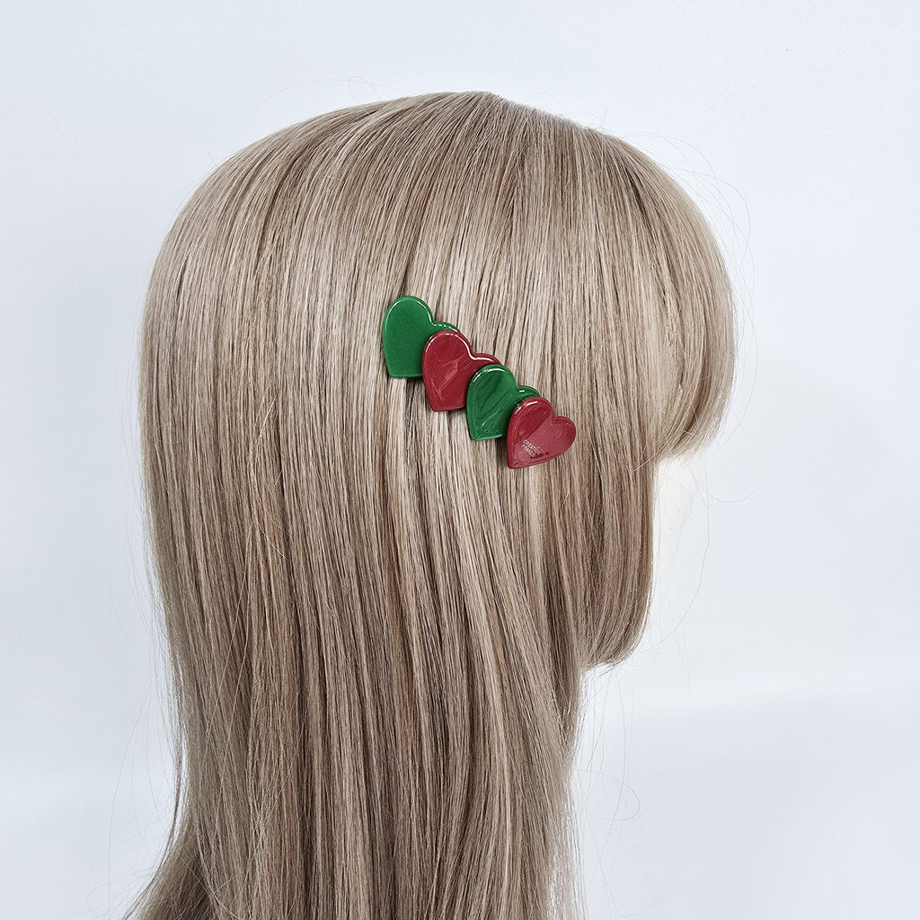 Pure Double Heart Hair Comb Pin (2.6 Inch) / Simple French Hair Pin / Hair Fork for Woman