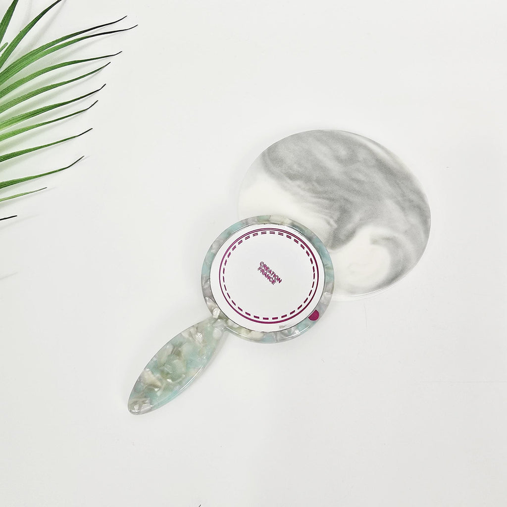 Slim Handle Mini Round Portable Hand Mirror (4.3 Inch) / Antique Hand Mirror / Hair Accessory for Woman