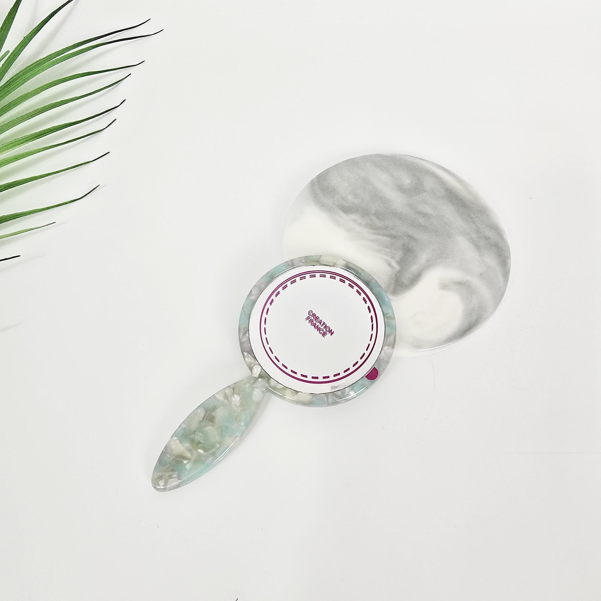 Slim Handle Mini Round Portable Hand Mirror (4.3 Inch) / Antique Hand Mirror / Hair Accessory for Woman