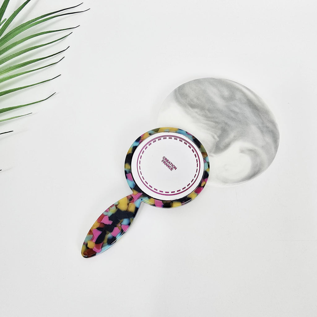 Slim Handle Mini Round Portable Hand Mirror (4.3 Inch) / Antique Hand Mirror / Hair Accessory for Woman