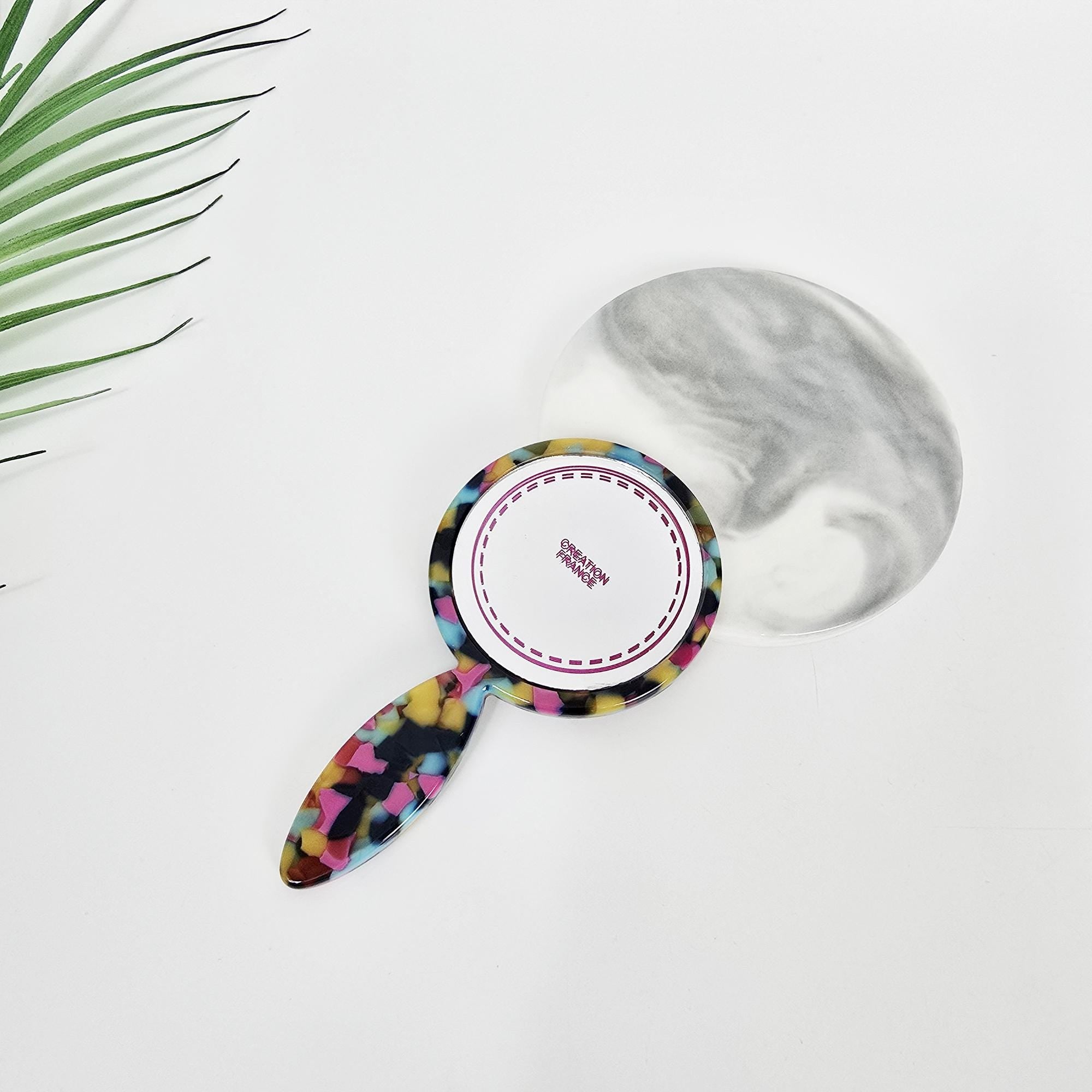 Slim Handle Mini Round Portable Hand Mirror (4.3 Inch) / Antique Hand Mirror / Hair Accessory for Woman