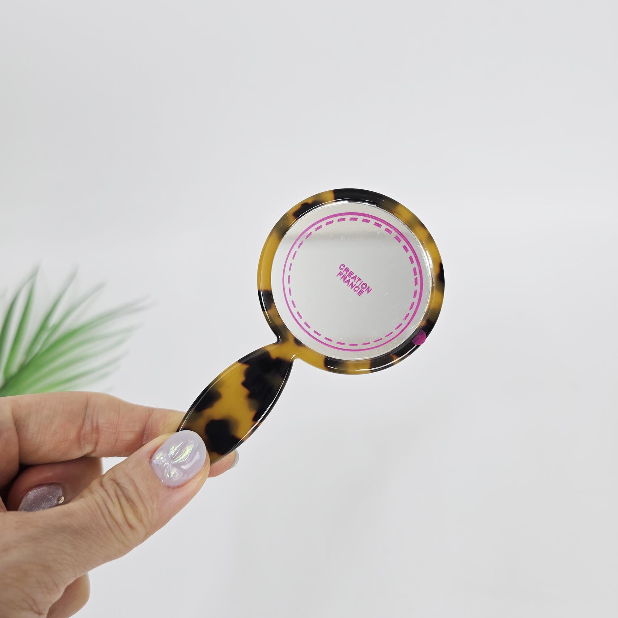 Slim Handle Mini Round Portable Hand Mirror (4.3 Inch) / Antique Hand Mirror / Hair Accessory for Woman