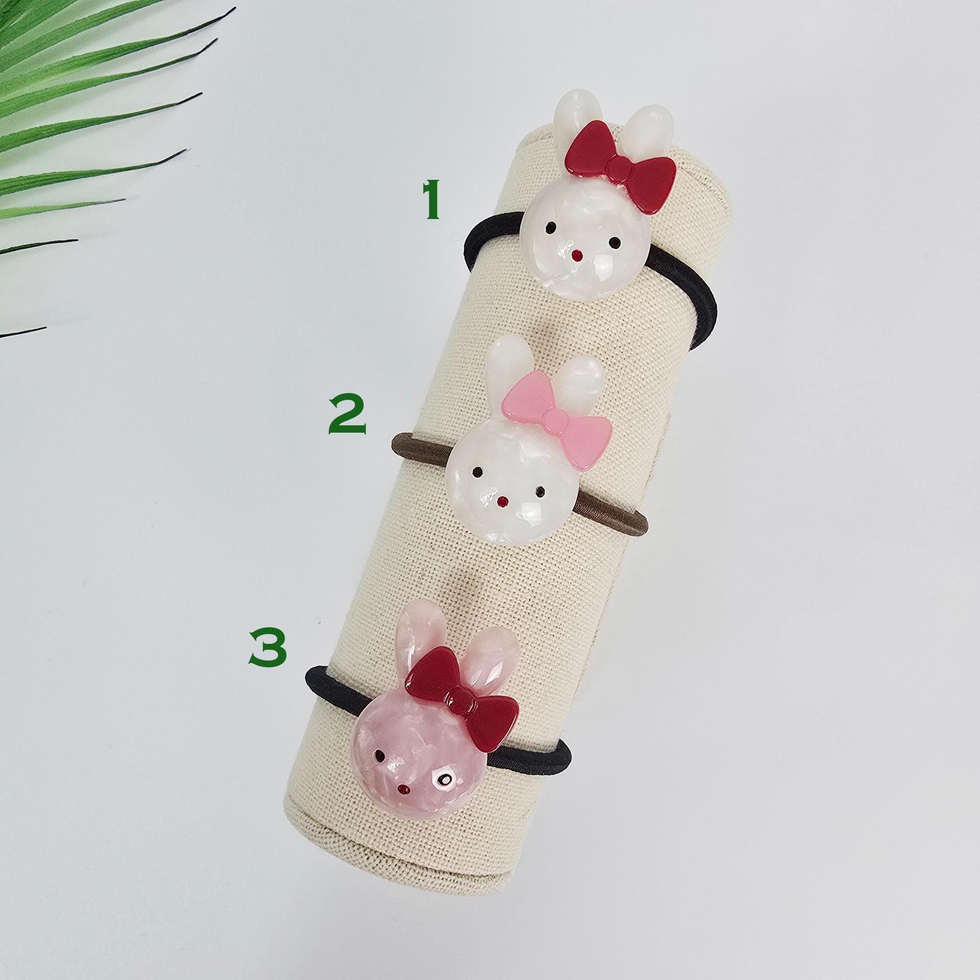 Mini Ribbon Chubby Bunny Ponytail Hair Tie (0.9 Inch) / Simple Cute Ponytail Holder / Hair Accessory for Woman