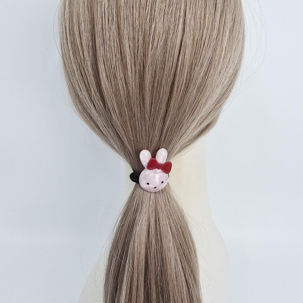 Mini Ribbon Chubby Bunny Ponytail Hair Tie (0.9 Inch) / Simple Cute Ponytail Holder / Hair Accessory for Woman
