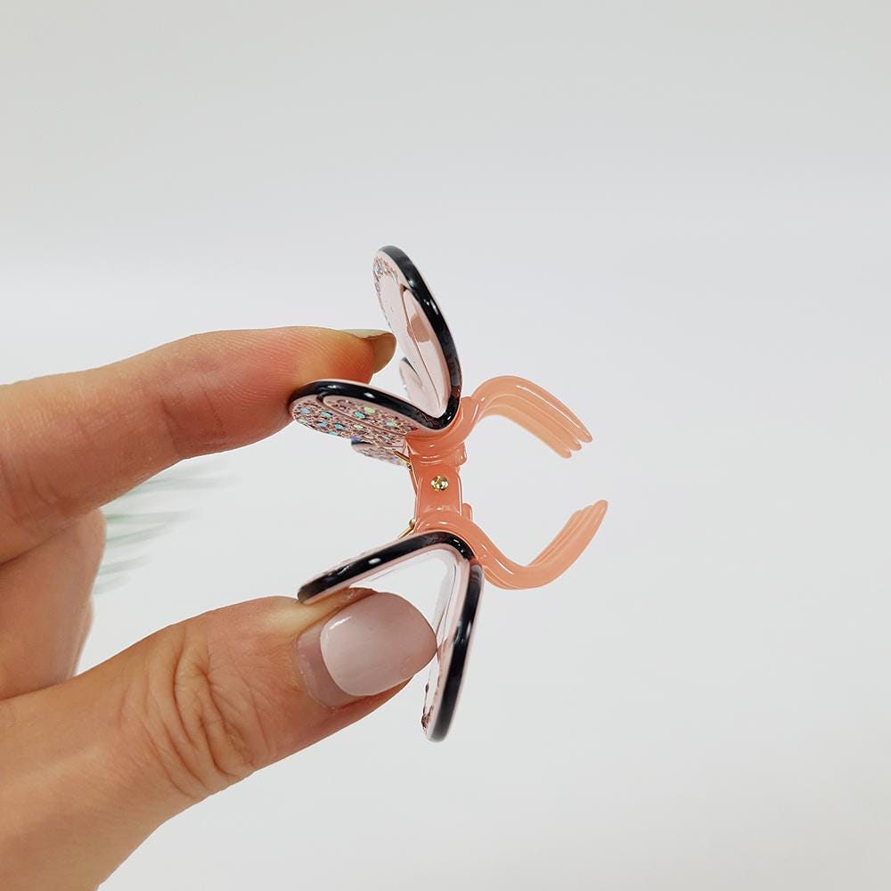 Pastel Color Cubic Double Wing Butterfly Hair Clip / Tortoise Shell Leopard French Hair Pin / Hair Accessory for Woman