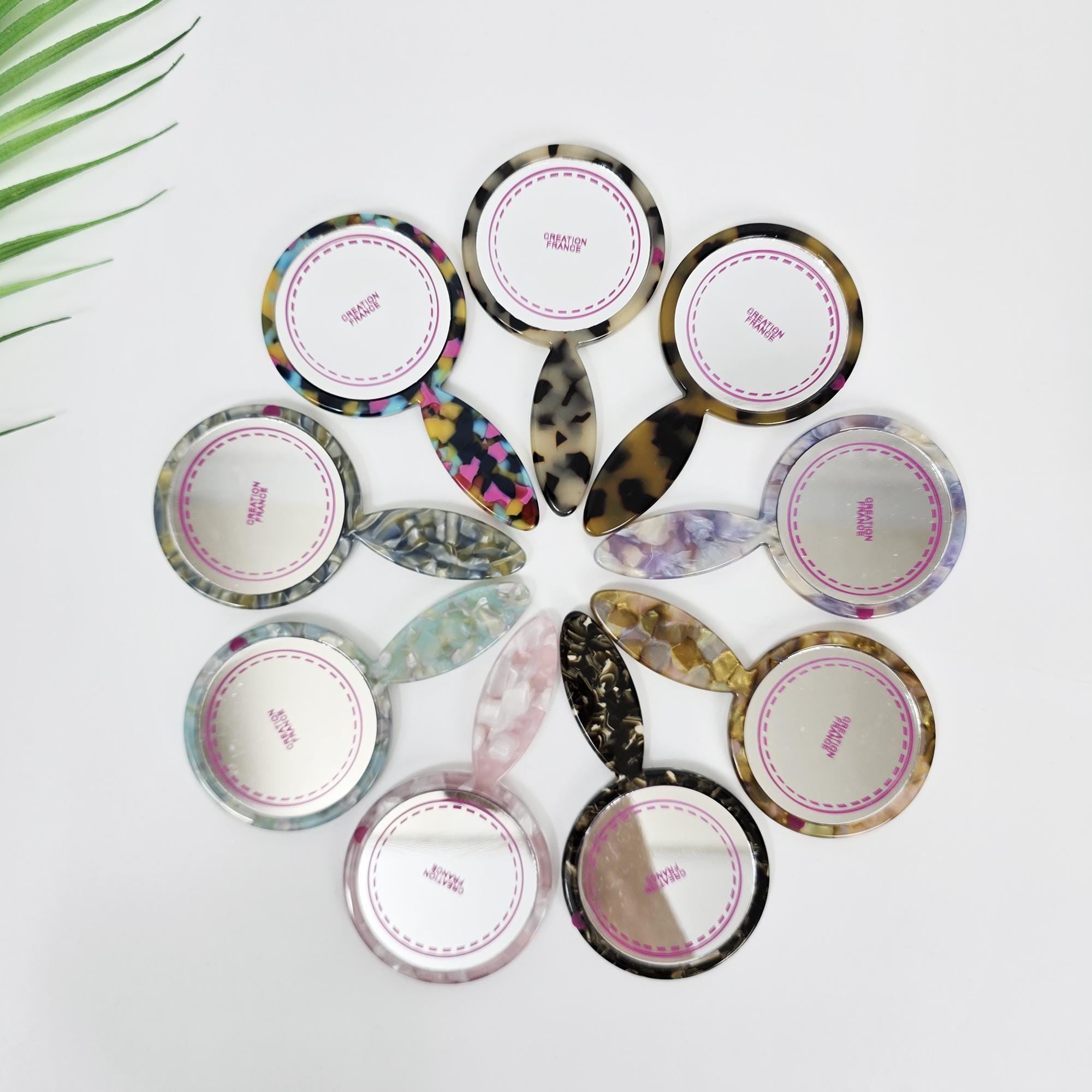 Slim Handle Mini Round Portable Hand Mirror (4.3 Inch) / Antique Hand Mirror / Hair Accessory for Woman