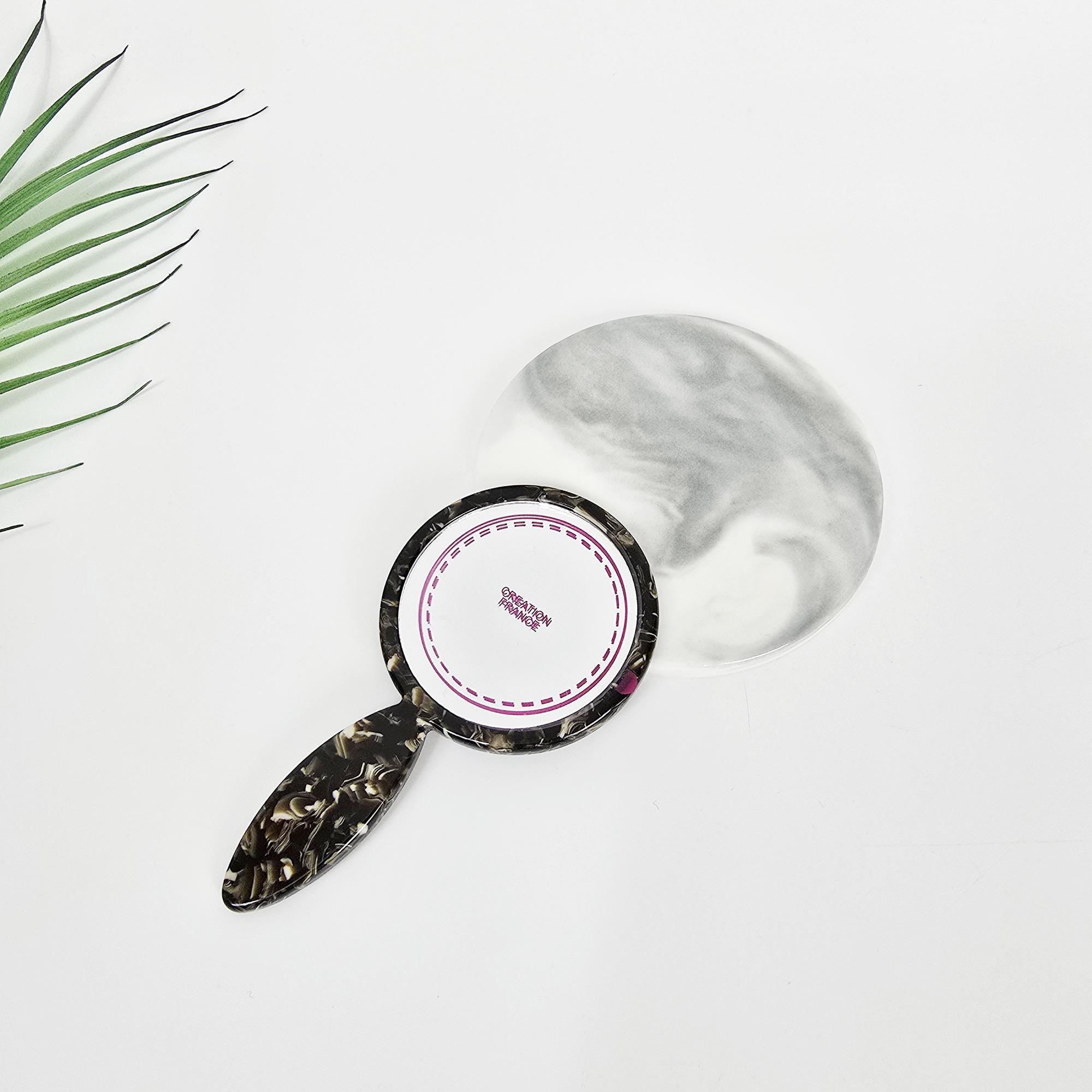 Slim Handle Mini Round Portable Hand Mirror (4.3 Inch) / Antique Hand Mirror / Hair Accessory for Woman