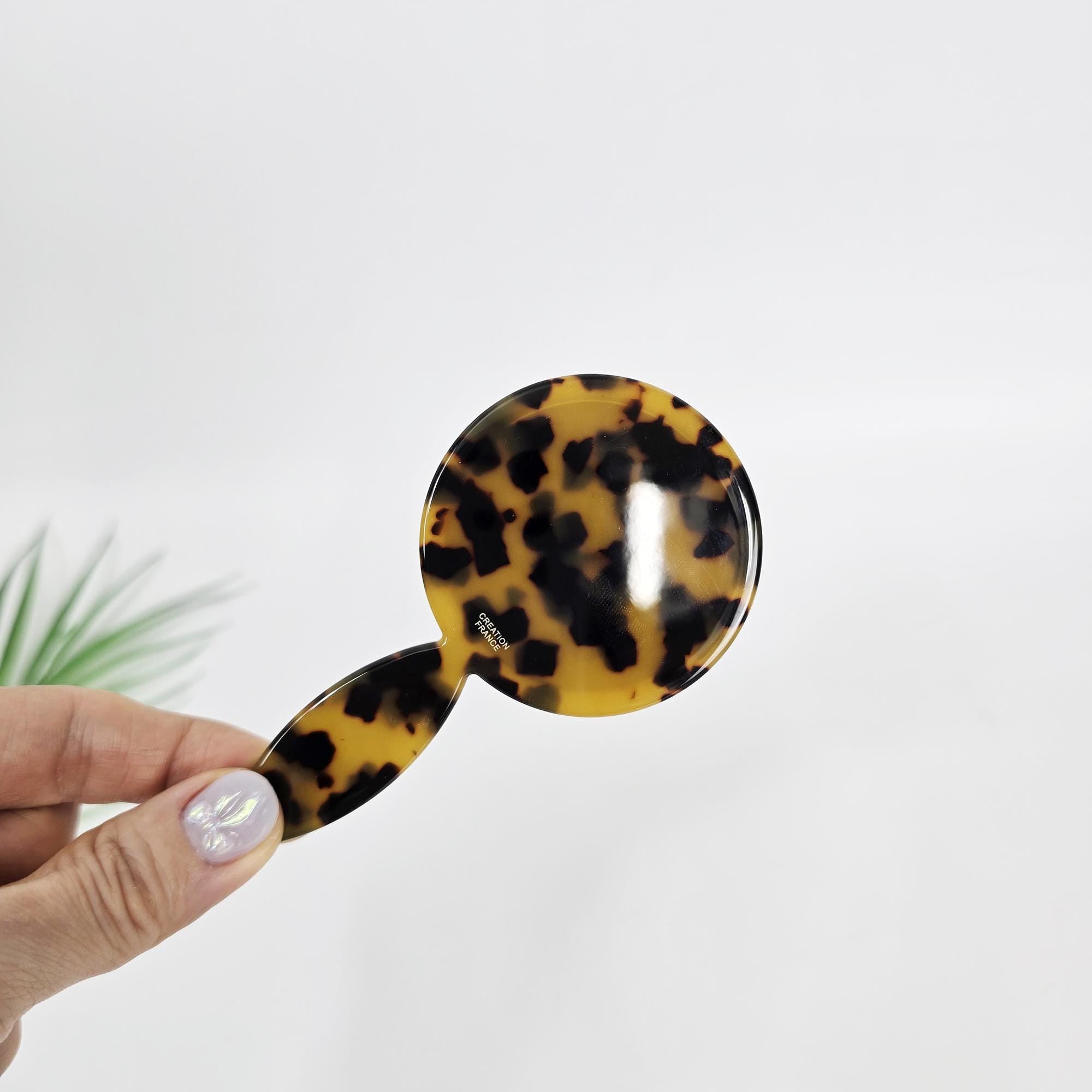 Slim Handle Mini Round Portable Hand Mirror (4.3 Inch) / Antique Hand Mirror / Hair Accessory for Woman