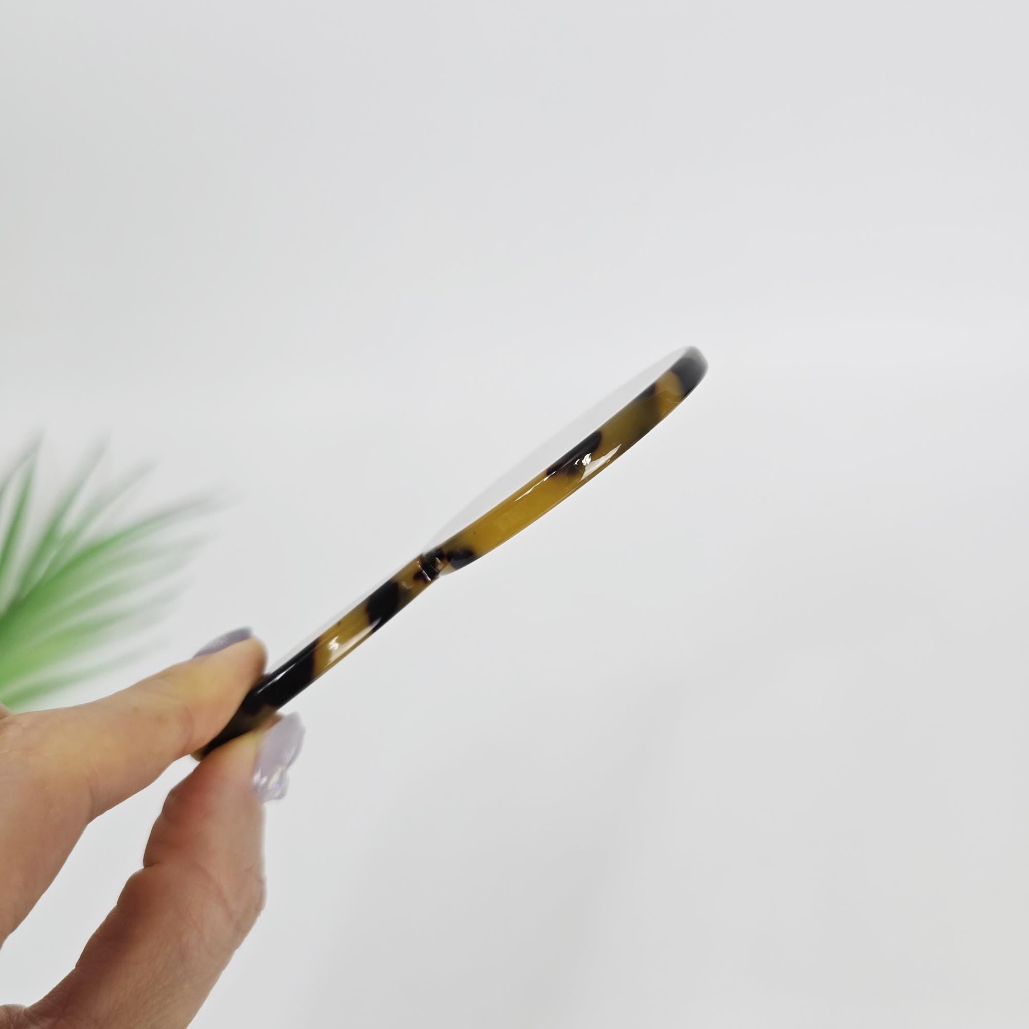 Slim Handle Mini Round Portable Hand Mirror (4.3 Inch) / Antique Hand Mirror / Hair Accessory for Woman