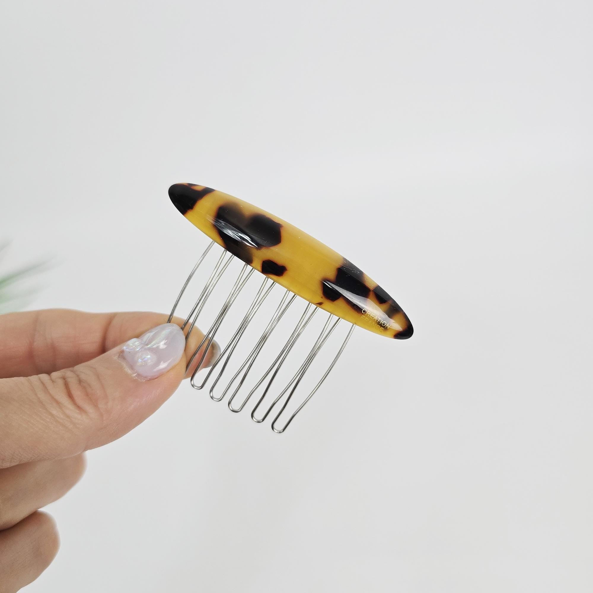 Leopard Marble Bonbon Hair Comb Pin (2.8 Inch) / Simple French Hair Pin / Hair Fork for Woman