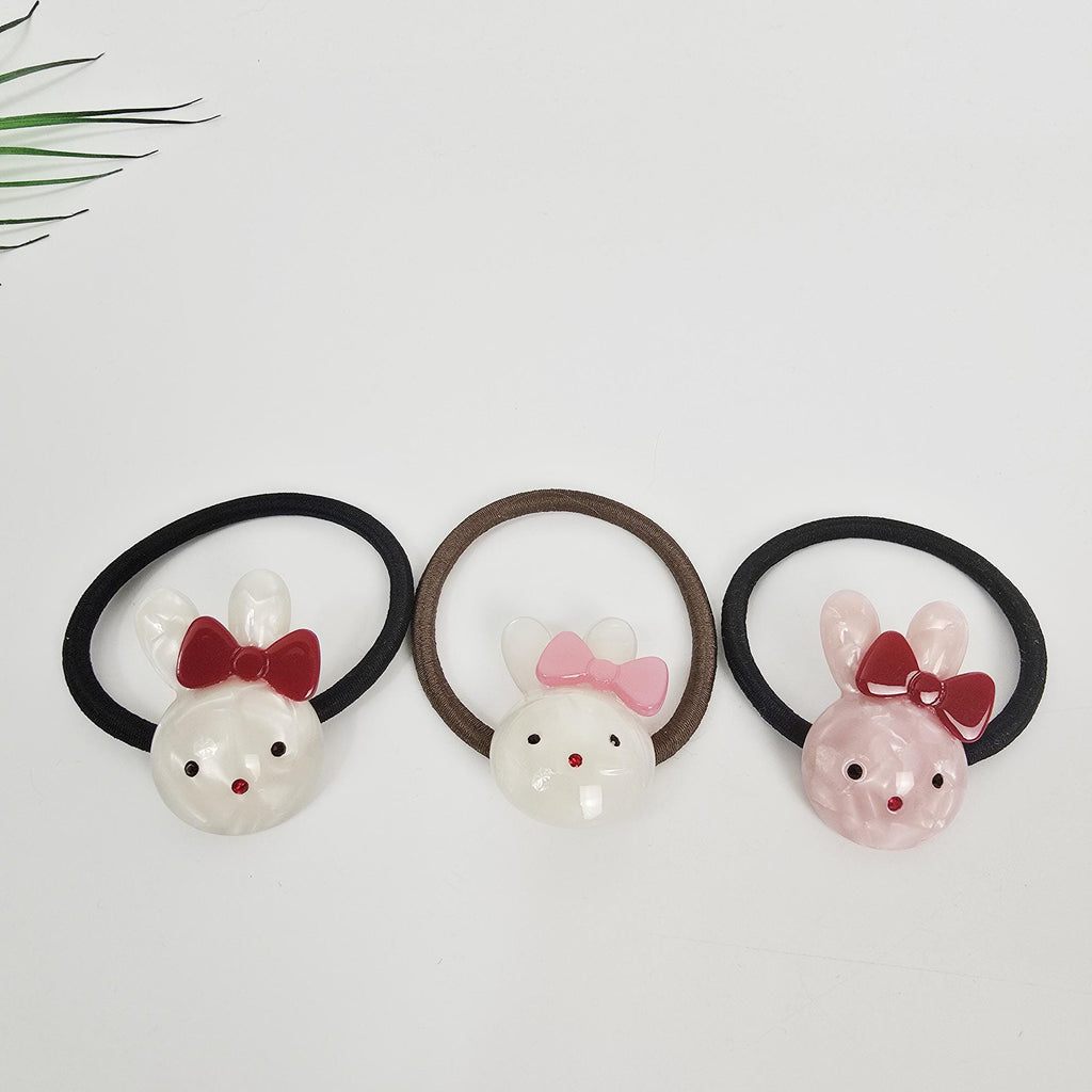 Mini Ribbon Chubby Bunny Ponytail Hair Tie (0.9 Inch) / Simple Cute Ponytail Holder / Hair Accessory for Woman
