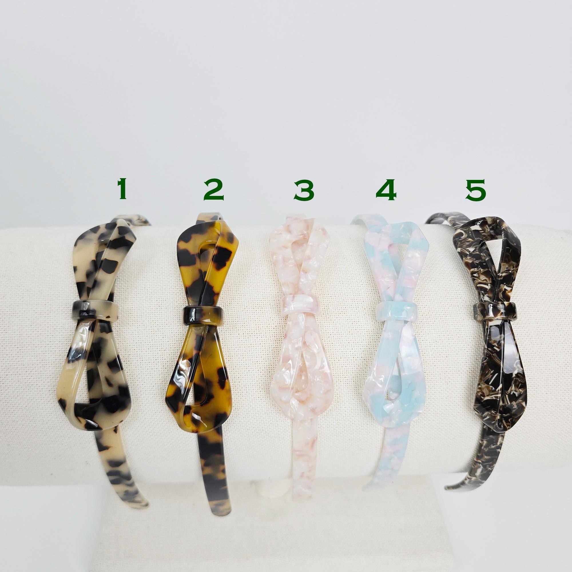 Leopard Marble Ballerina Bow Headband (0.4 Inch) / Tortoise Shell French Hair Pin / Hair Accessory for Woman / Acrylic Alice Headband