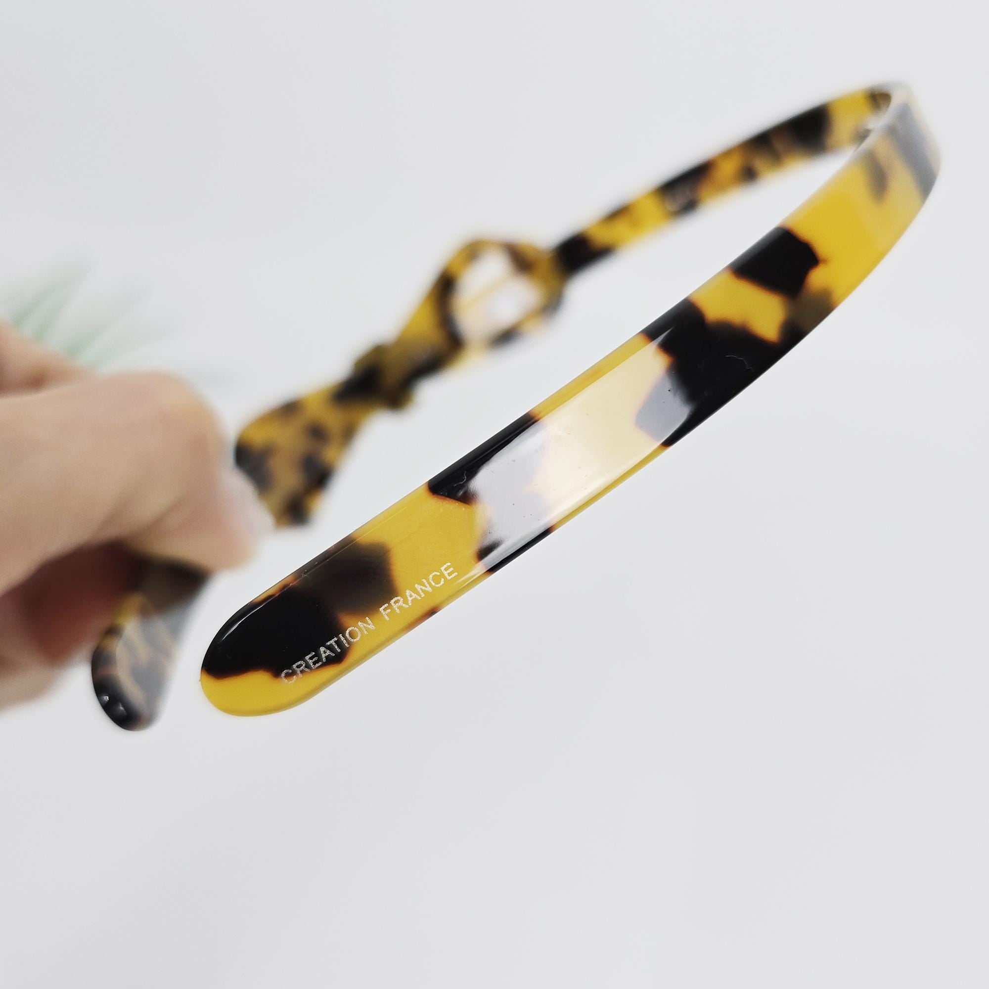 Leopard Marble Ballerina Bow Headband (0.4 Inch) / Tortoise Shell French Hair Pin / Hair Accessory for Woman / Acrylic Alice Headband