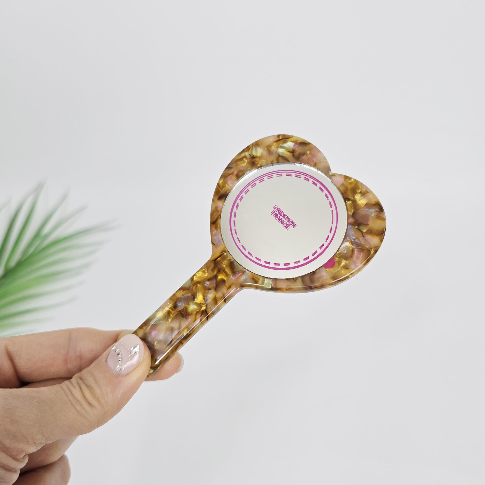 Scarlet Heart Handle Mini Portable Hand Mirror (4.7 Inch) / Antique Hand Mirror / Hair Accessory for Woman