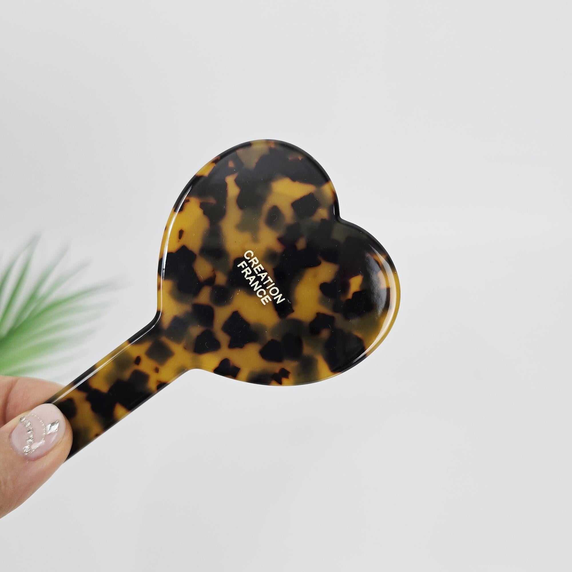 Scarlet Heart Handle Mini Portable Hand Mirror (4.7 Inch) / Antique Hand Mirror / Hair Accessory for Woman