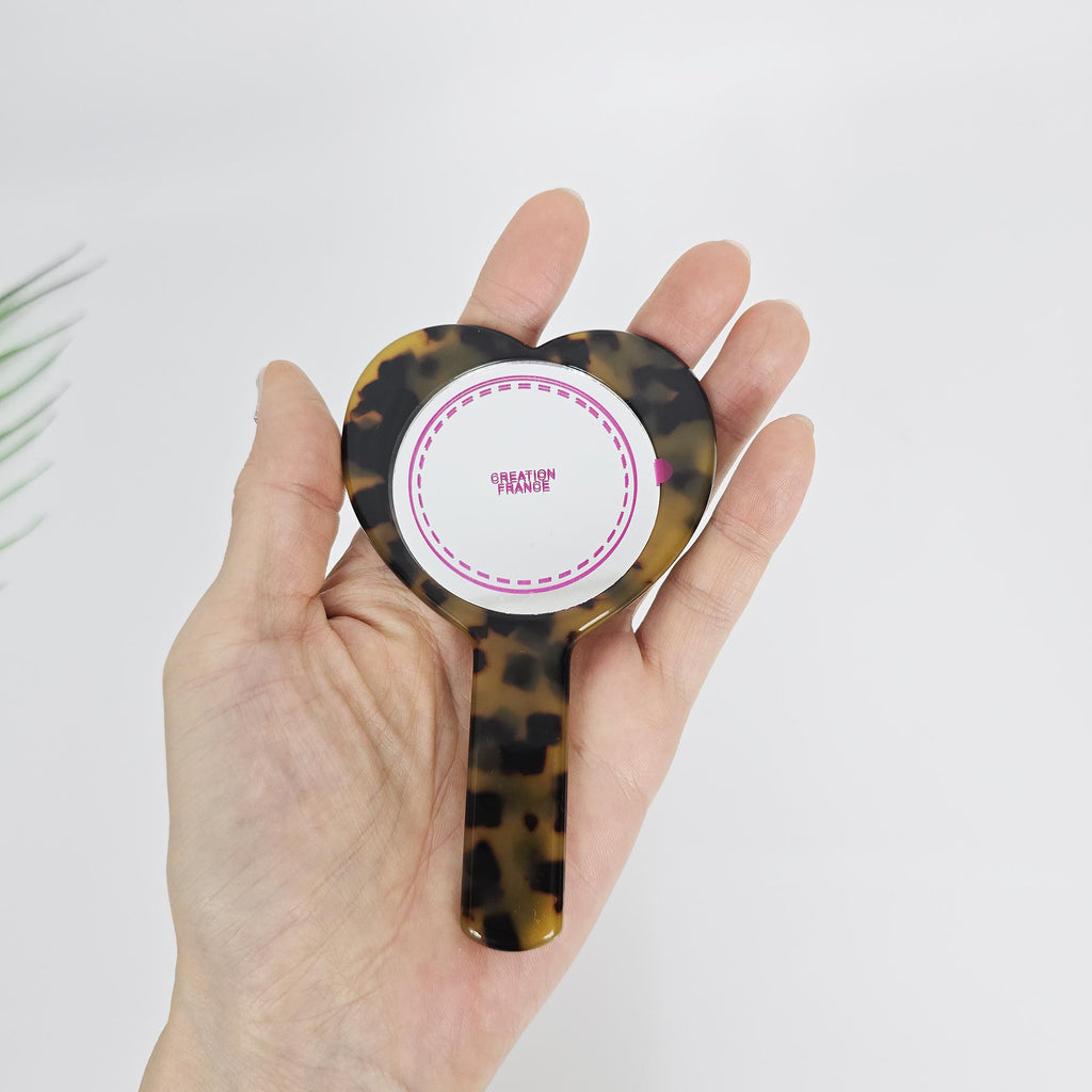 Scarlet Heart Handle Mini Portable Hand Mirror (4.7 Inch) / Antique Hand Mirror / Hair Accessory for Woman