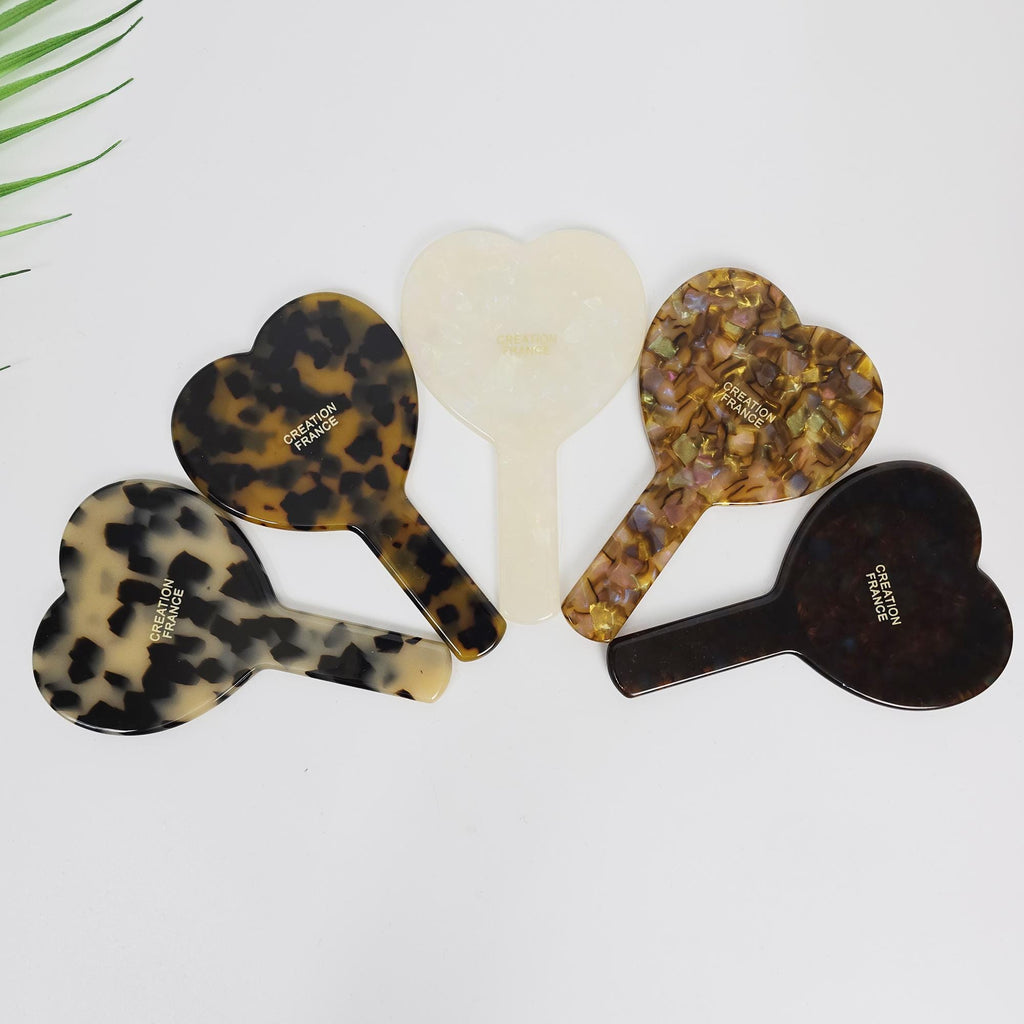 Scarlet Heart Handle Mini Portable Hand Mirror (4.7 Inch) / Antique Hand Mirror / Hair Accessory for Woman