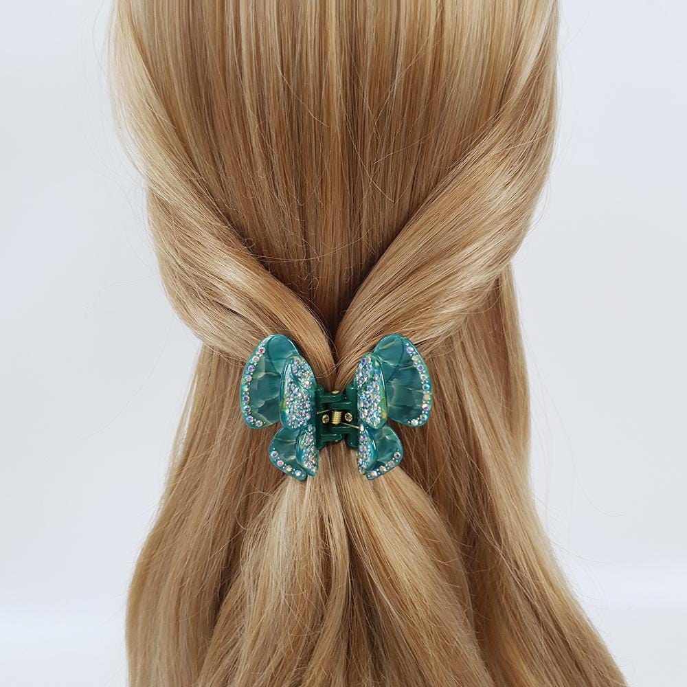 Pastel Color Cubic Double Wing Butterfly Hair Clip / Tortoise Shell Leopard French Hair Pin / Hair Accessory for Woman