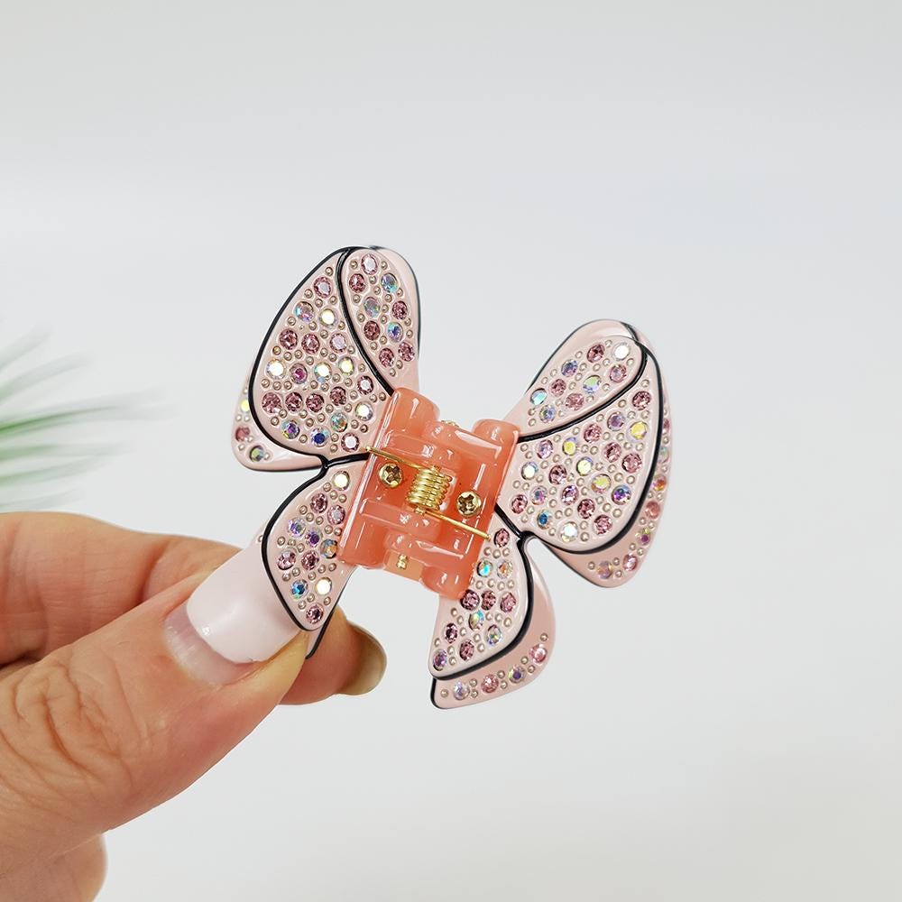 Pastel Color Cubic Double Wing Butterfly Hair Clip / Tortoise Shell Leopard French Hair Pin / Hair Accessory for Woman