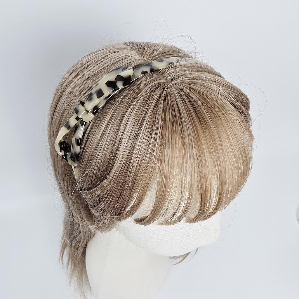 Leopard Marble Ballerina Bow Headband (0.4 Inch) / Tortoise Shell French Hair Pin / Hair Accessory for Woman / Acrylic Alice Headband