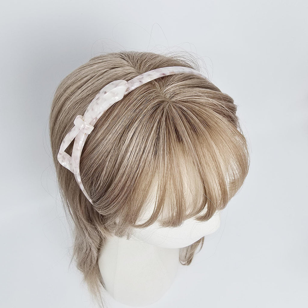 Leopard Marble Ballerina Bow Headband (0.4 Inch) / Tortoise Shell French Hair Pin / Hair Accessory for Woman / Acrylic Alice Headband