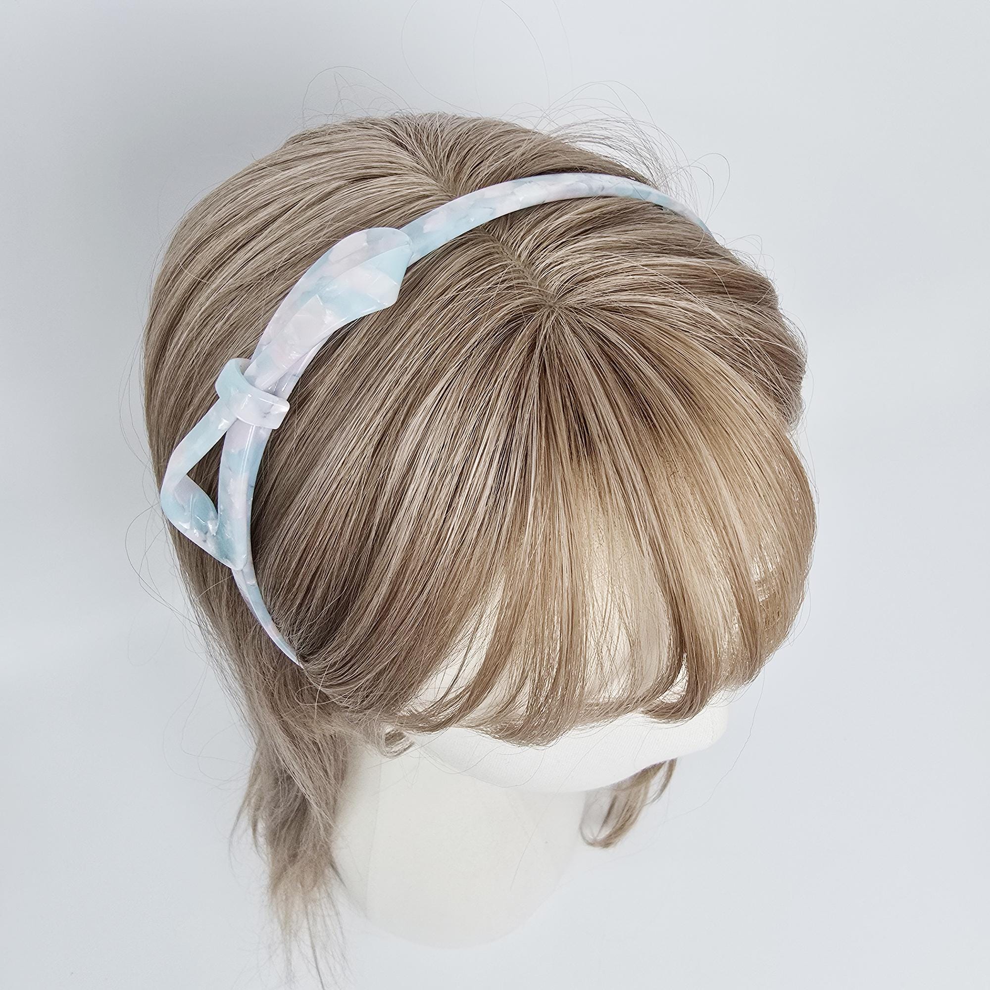 Leopard Marble Ballerina Bow Headband (0.4 Inch) / Tortoise Shell French Hair Pin / Hair Accessory for Woman / Acrylic Alice Headband