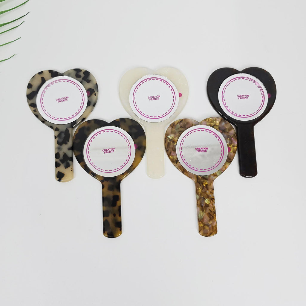 Scarlet Heart Handle Mini Portable Hand Mirror (4.7 Inch) / Antique Hand Mirror / Hair Accessory for Woman