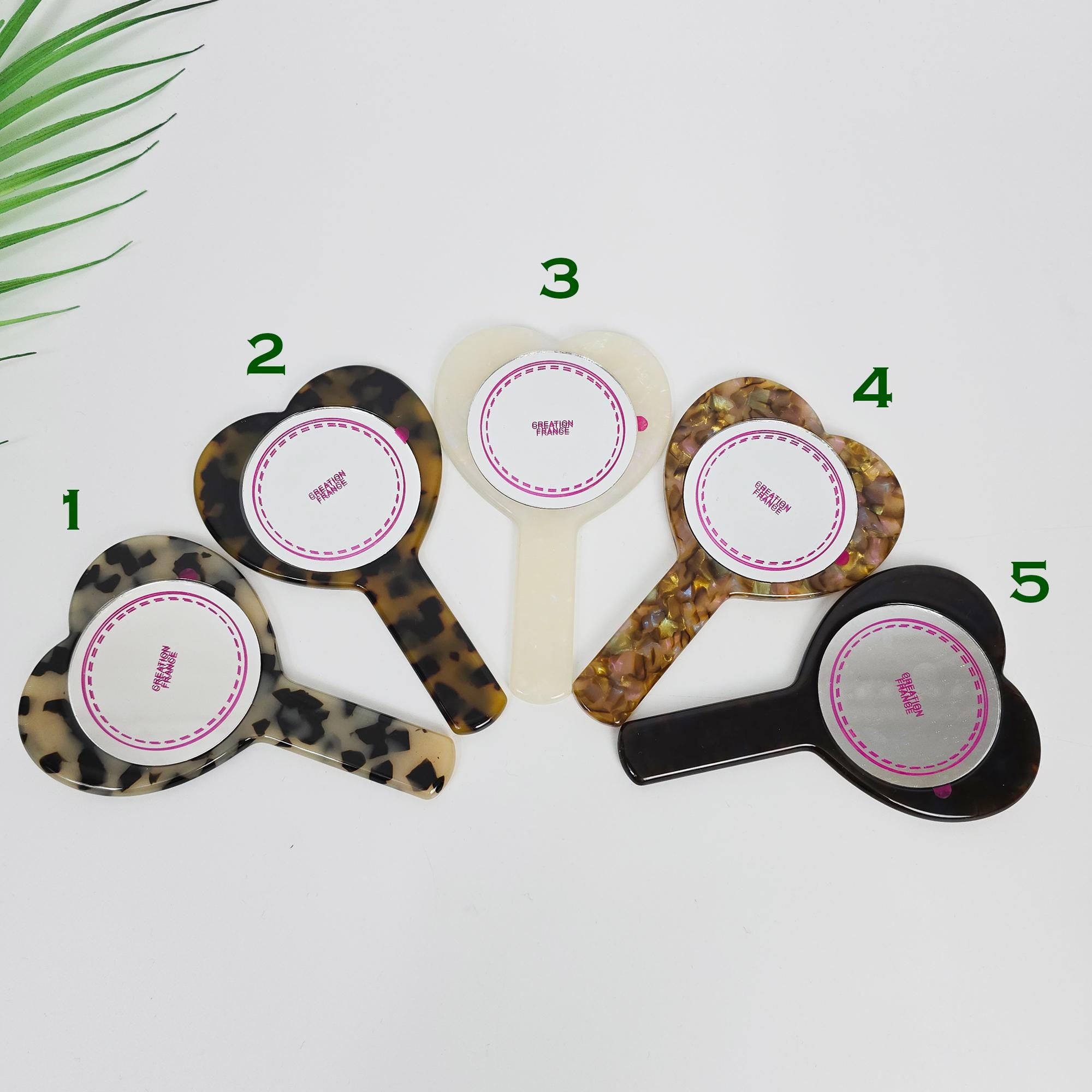 Scarlet Heart Handle Mini Portable Hand Mirror (4.7 Inch) / Antique Hand Mirror / Hair Accessory for Woman