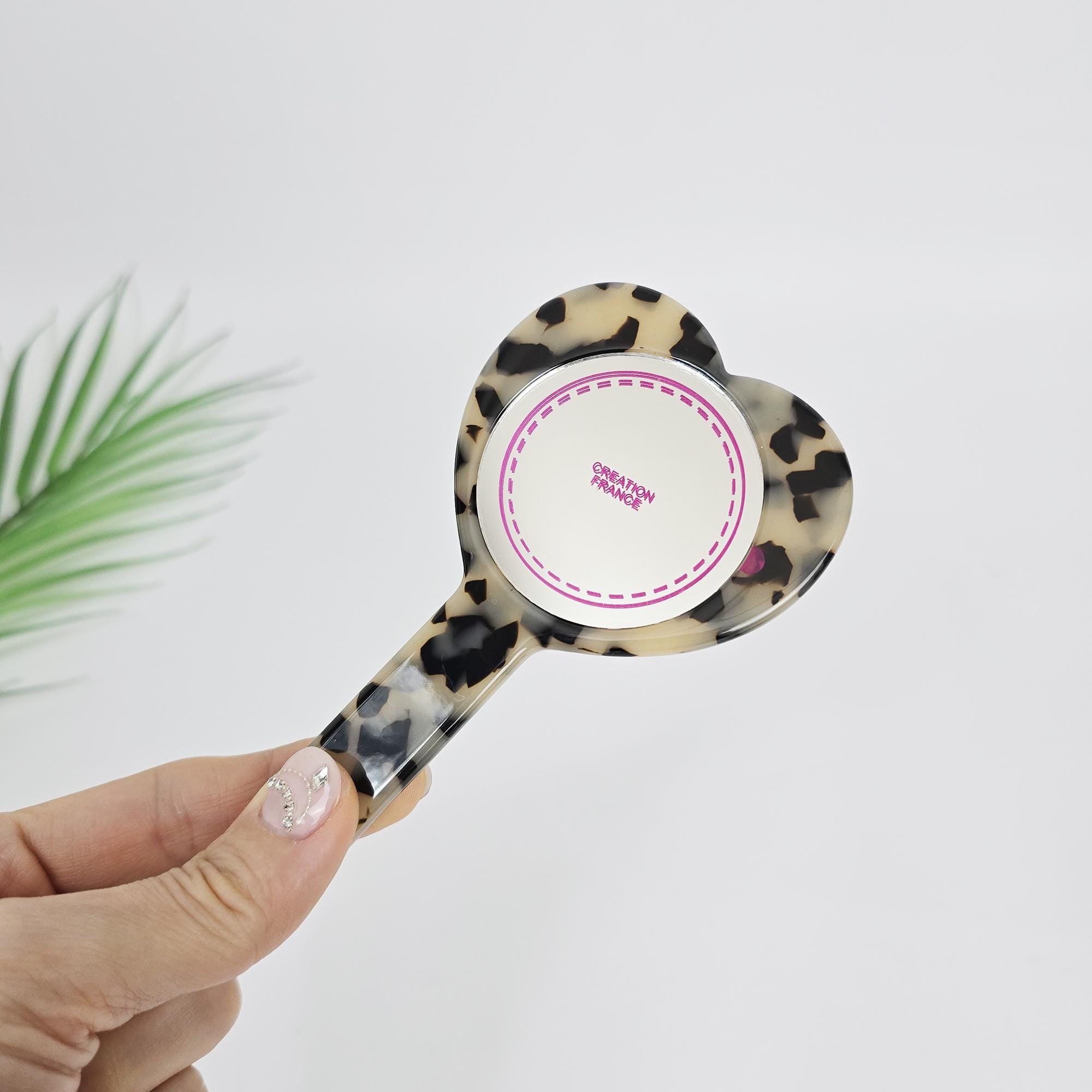 Scarlet Heart Handle Mini Portable Hand Mirror (4.7 Inch) / Antique Hand Mirror / Hair Accessory for Woman