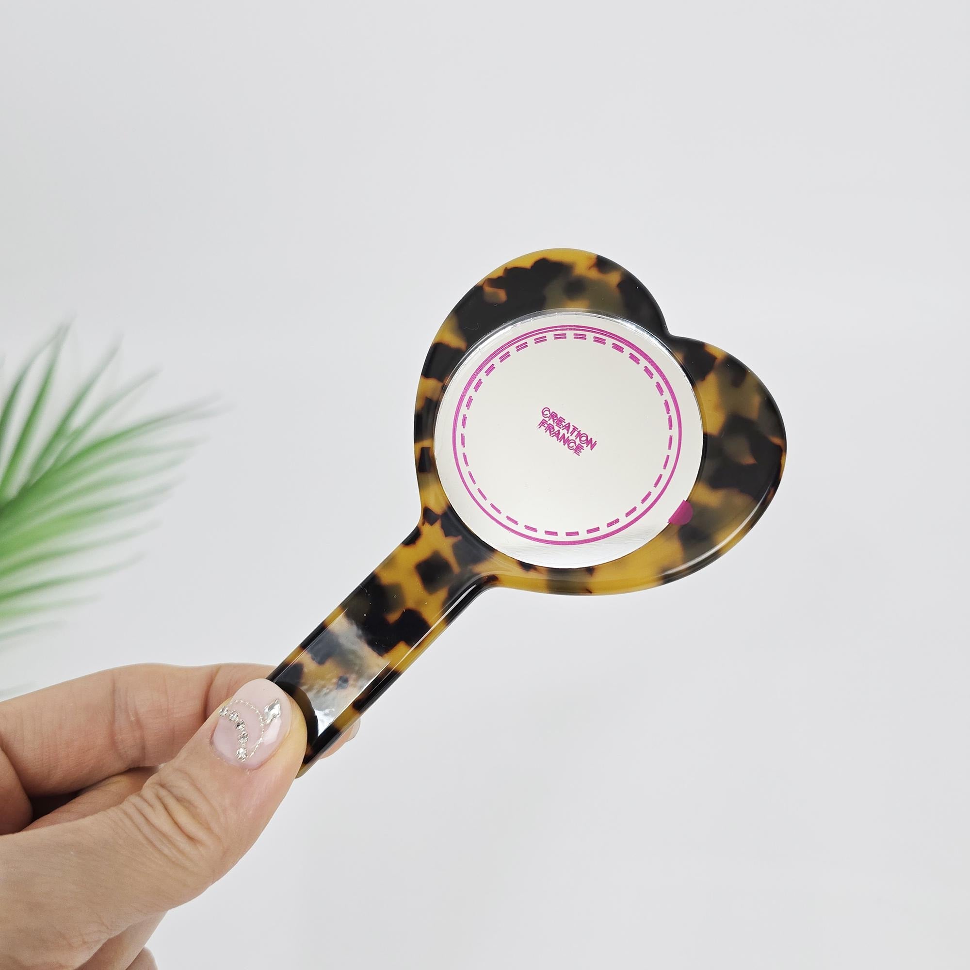 Scarlet Heart Handle Mini Portable Hand Mirror (4.7 Inch) / Antique Hand Mirror / Hair Accessory for Woman