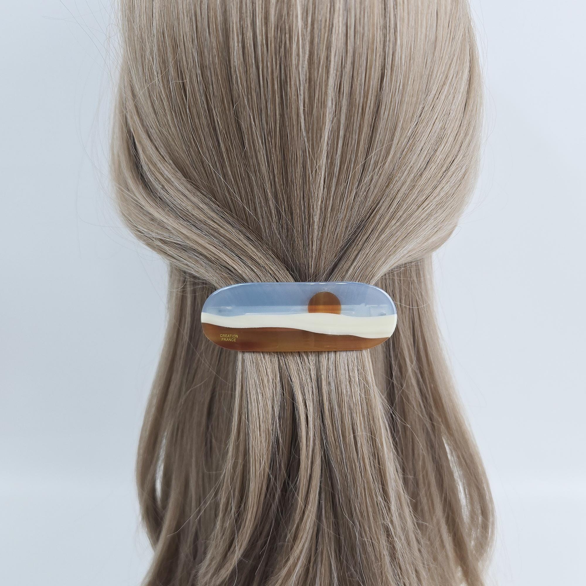 Golden Horizon Point Half-Up Barrette (3.5 Inch) / Elegance French Hair Pin / Automatic Hair Clip