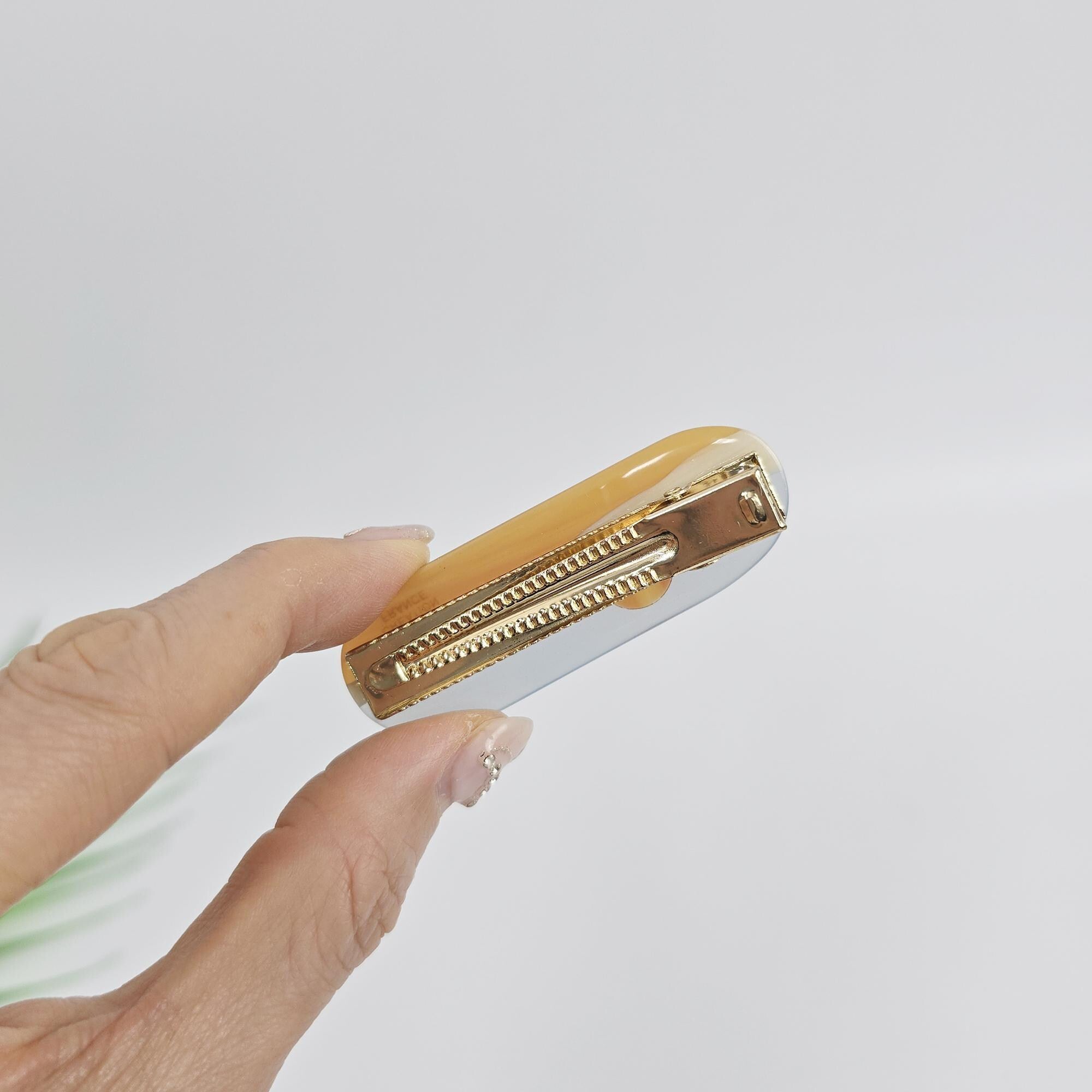 Golden Horizon Side Clip Mini Hair Claw Clip (2.5 Inch) / Tortoise Shell Frech Pin / Alligator Hair Clip for Woman