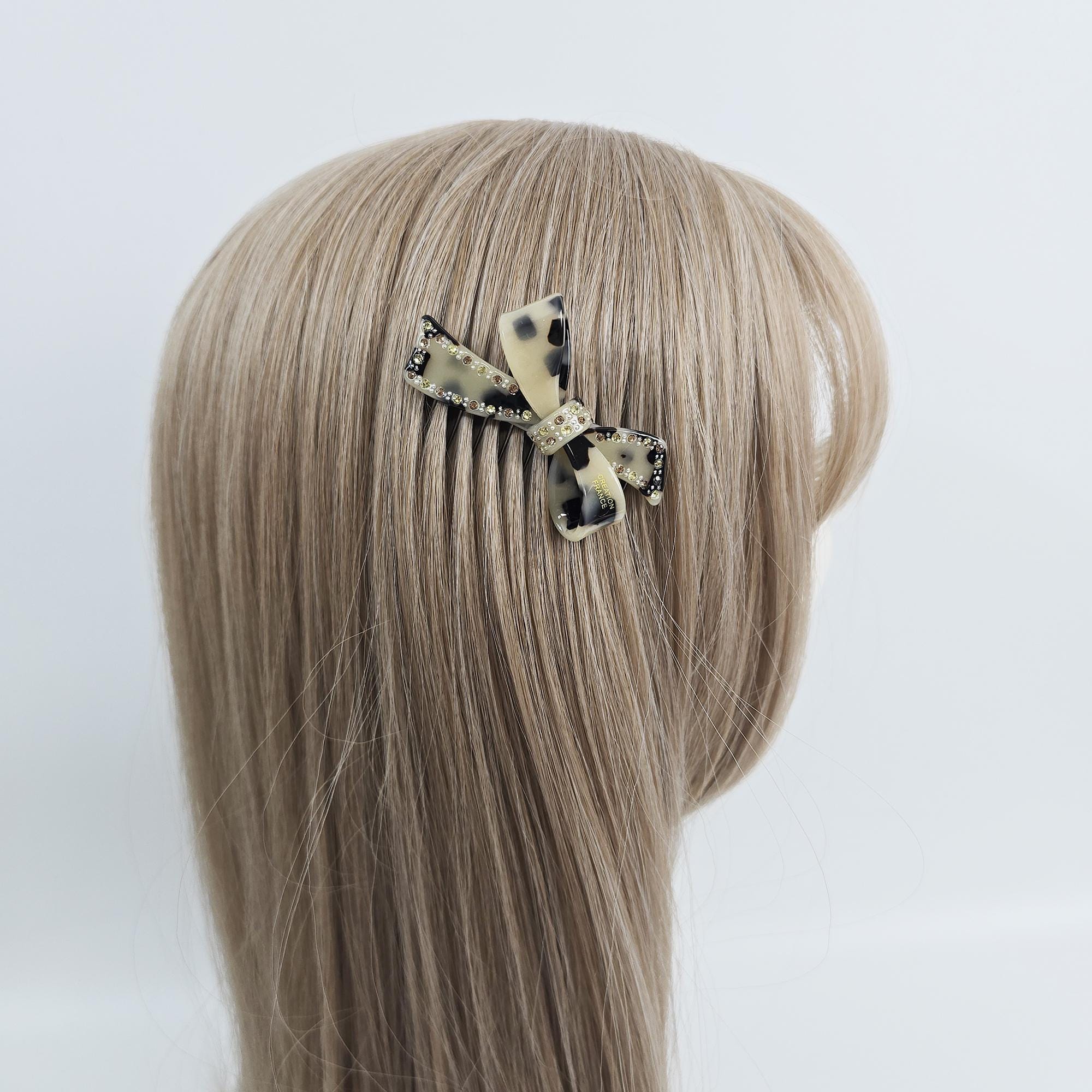 Cubic Large Double Ribbon Non-Slip Hair Comb Clip (2.8 Inch) / Luxurious French Hair Pin / Hair Comb for Woman / Hair Fork for Thick Hair