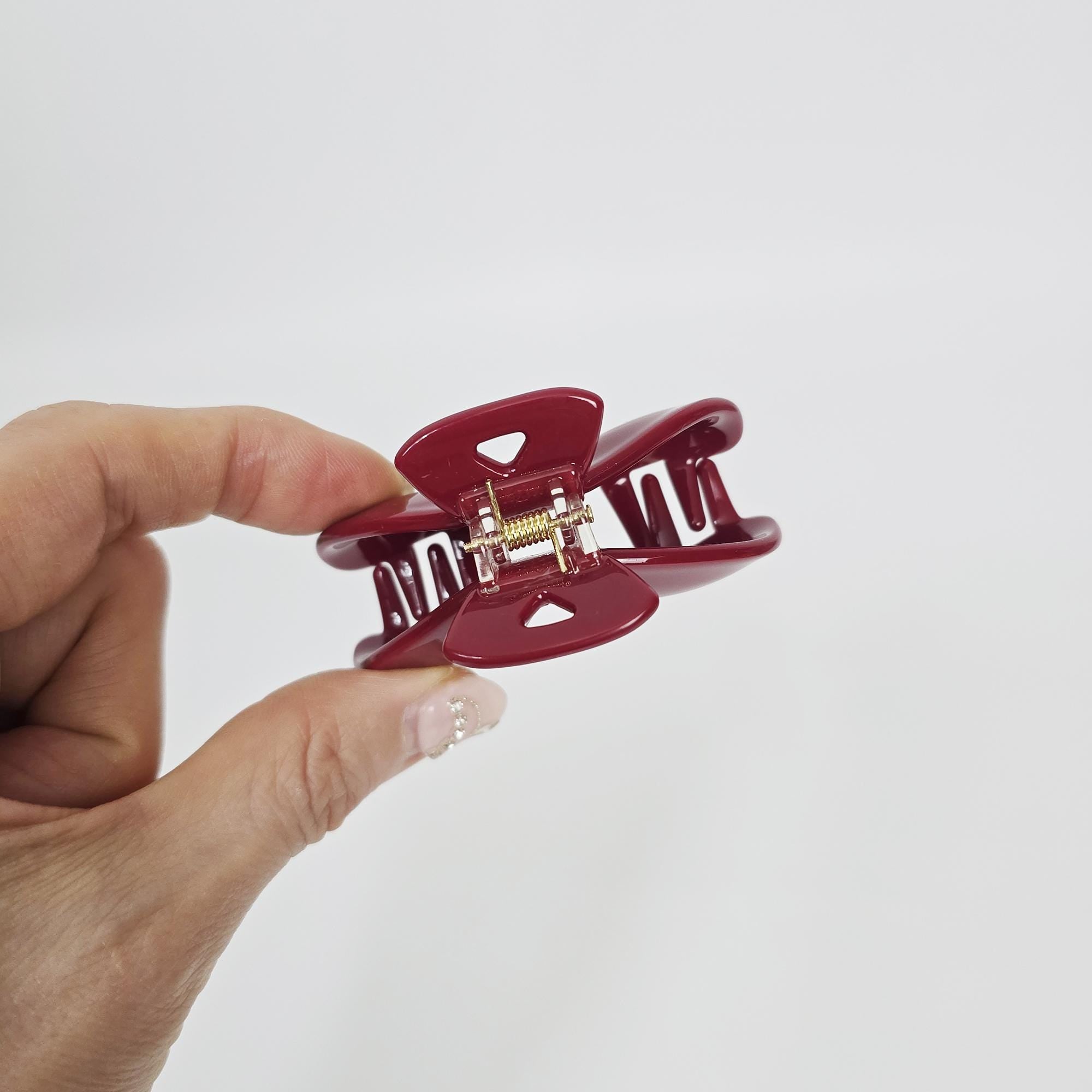 Pastel Color Red Dual Wing Hair Claw Clip (2.5 Inch) / Elegance French Hair Pin / Hair Barrette for Woman