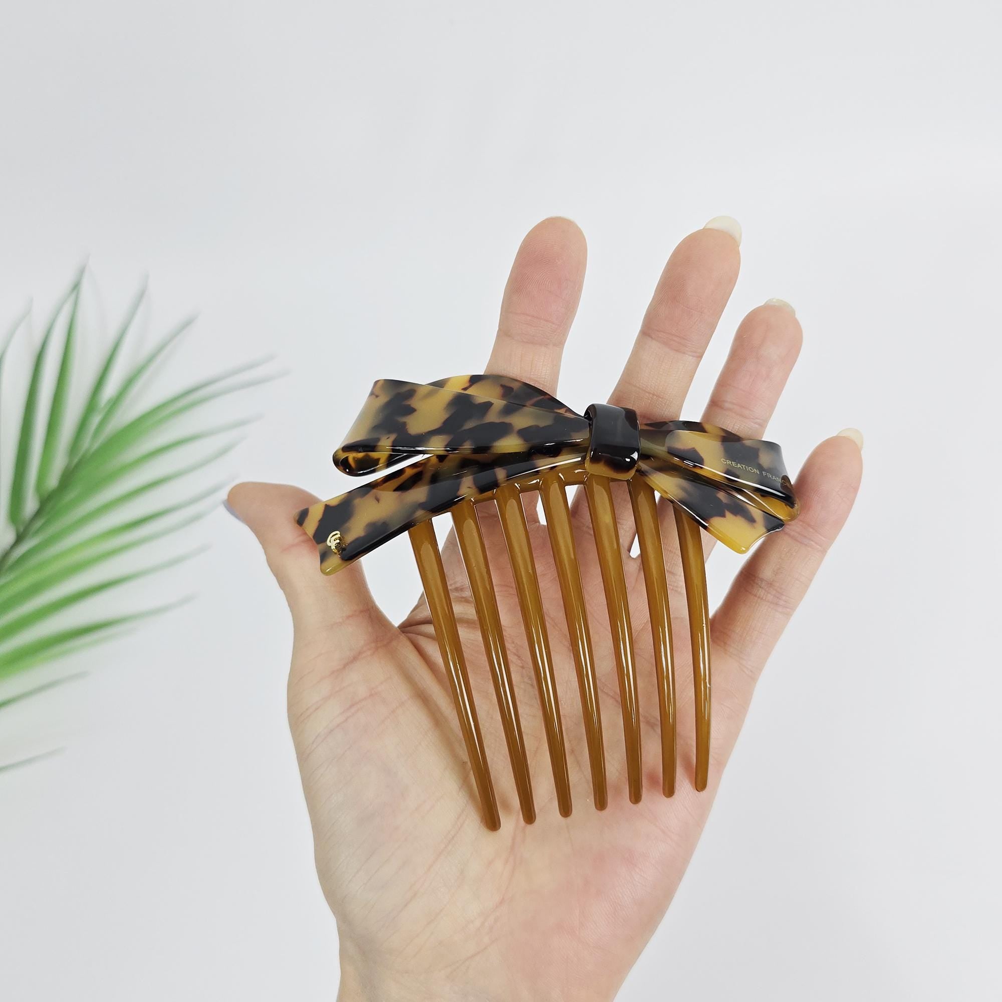 Big Ribbon Long Non-Slip Updo Hair Comb Clip (4.3 Inch) / Simple French Hair Pin / Hair Fork for Woman